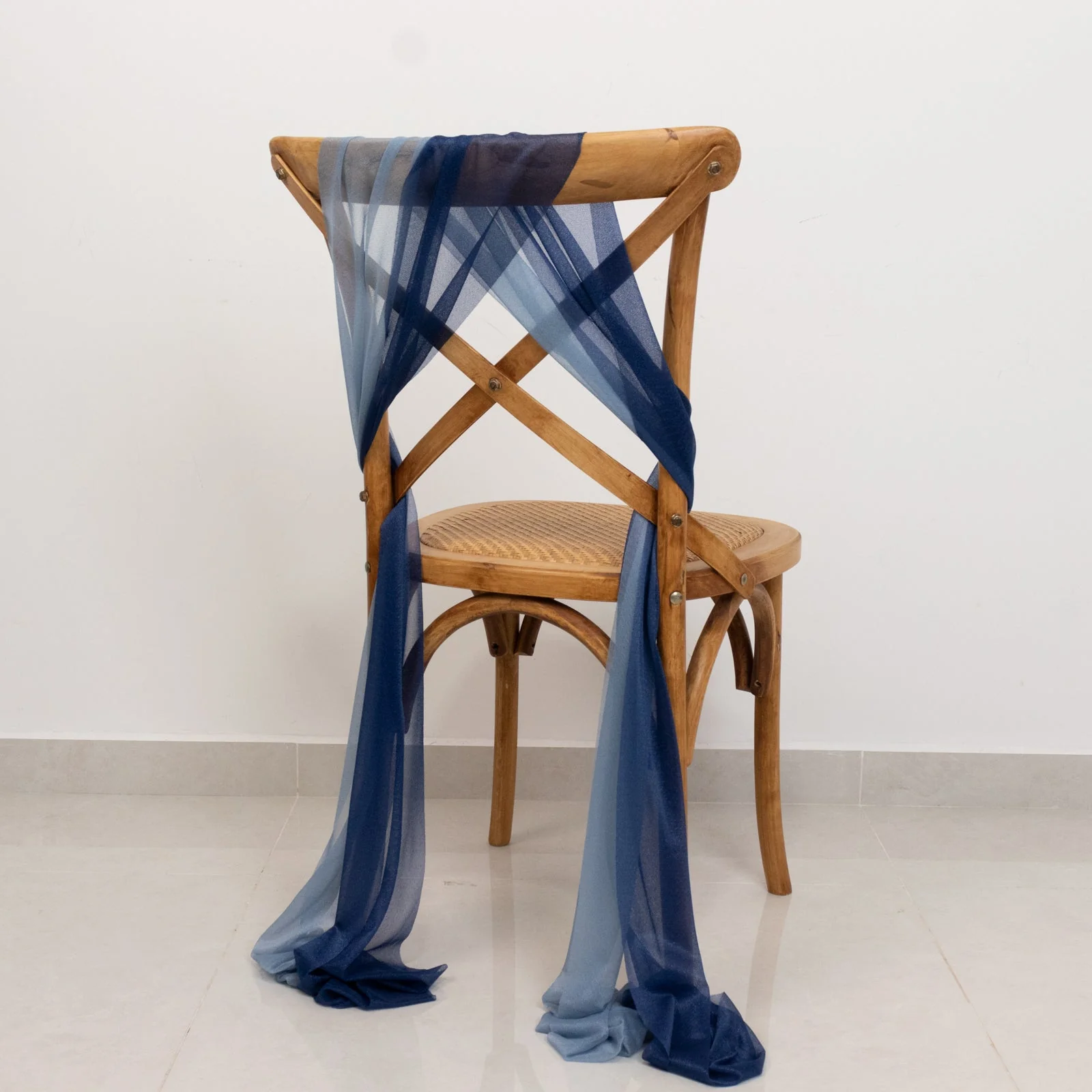 20-Pack Sheer Chair Sash in Navy Blue & Dusty Blue, 9ft Long Shimmer Sheer Drape Chair Decor Set, Wrinkle-Free - Image 7