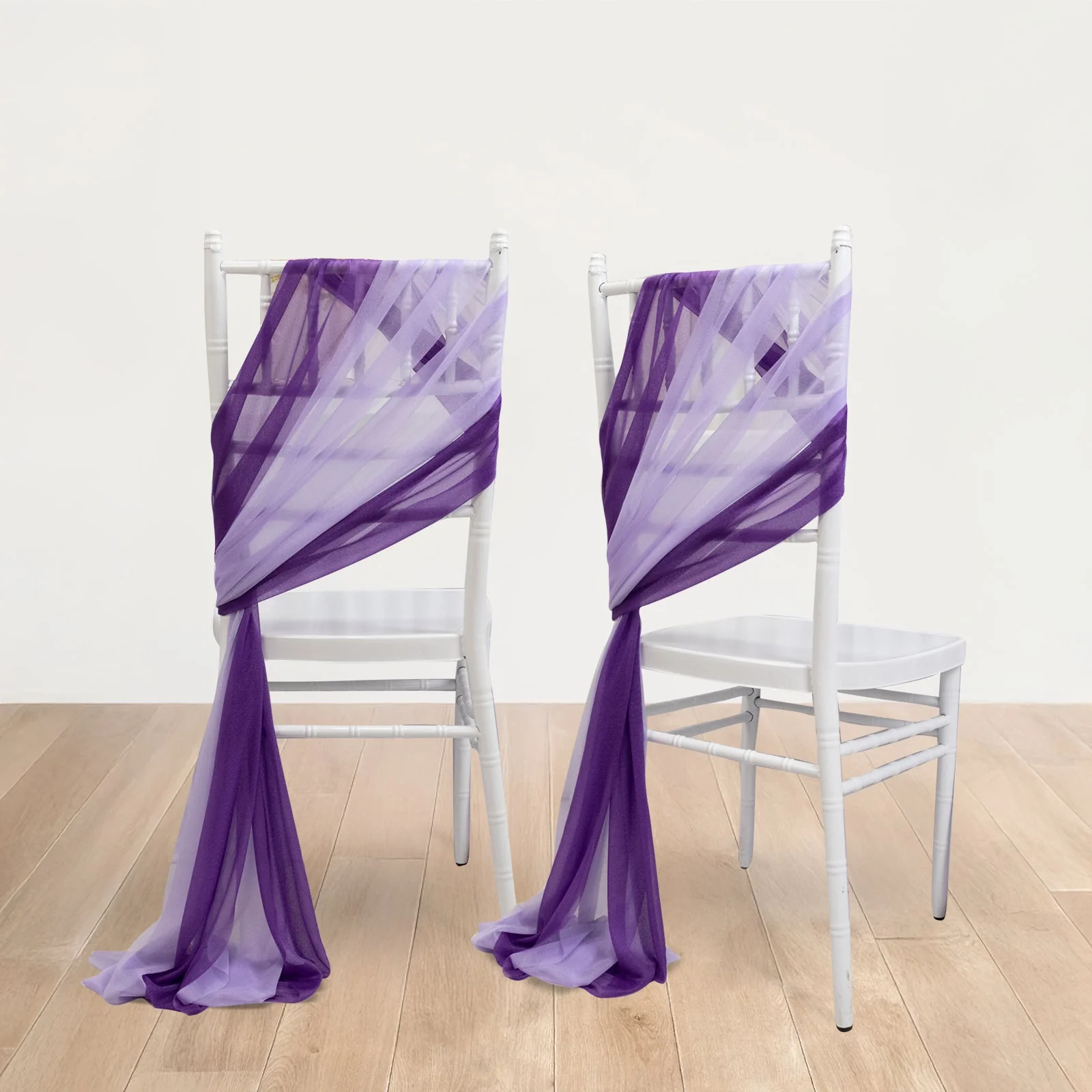 20-Pack Sheer Chair Sash in Purple Lavender Lilac, 9ft Long Shimmer Sheer Drape Chair Decor Set, Wrinkle-Free - Image 2