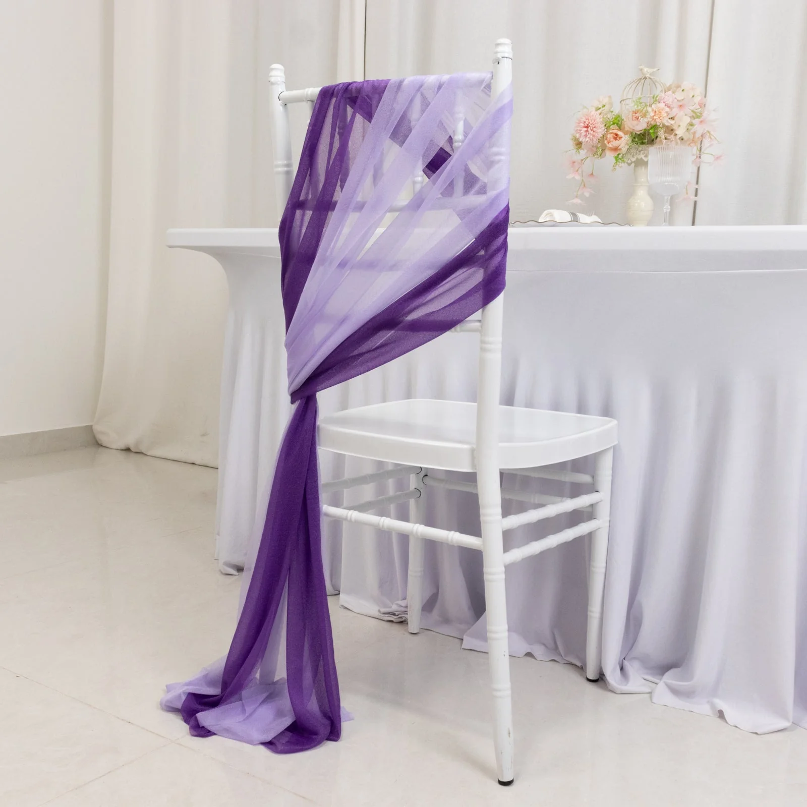 20-Pack Sheer Chair Sash in Purple Lavender Lilac, 9ft Long Shimmer Sheer Drape Chair Decor Set, Wrinkle-Free - Image 5