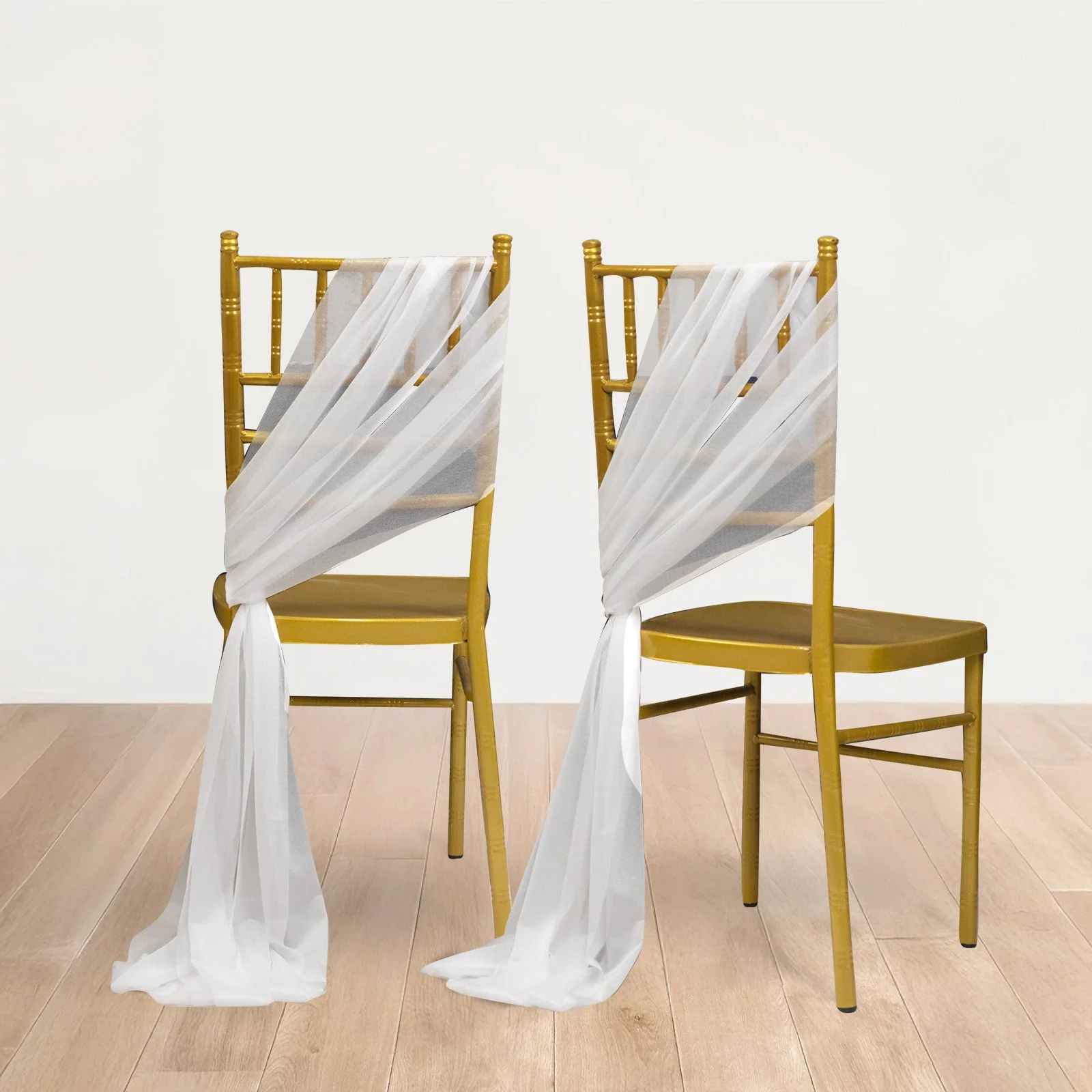 20-Pack Sheer Chair Sash in White, 9ft Long Shimmer Sheer Drape Chair Decor Set, Wrinkle-Free - Image 7
