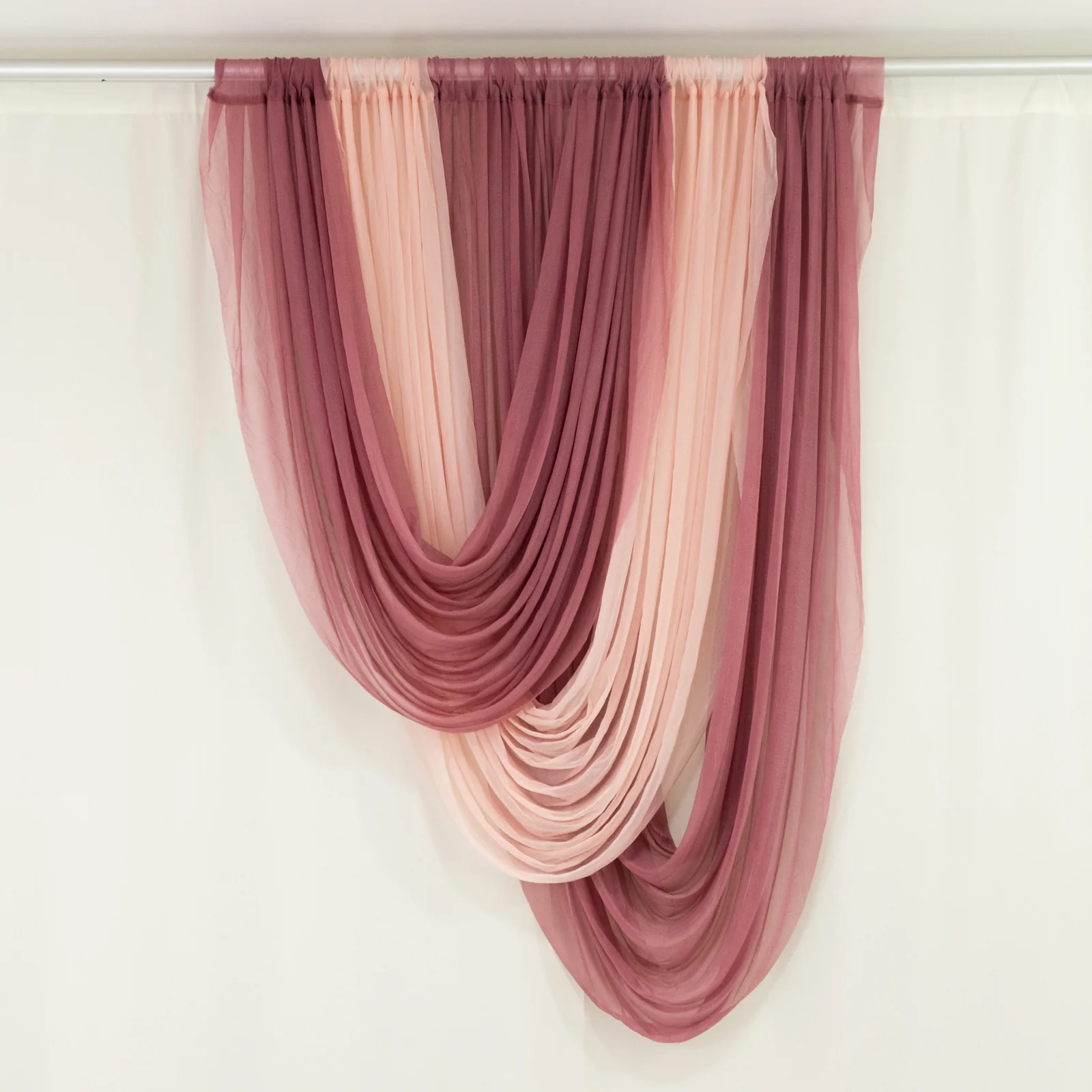 Sheer Chiffon Valance Curtain 4ft x 5ft – Blush Wedding Arch Voile Drape with Rod Pocket, Backdrop Panel - Image 2