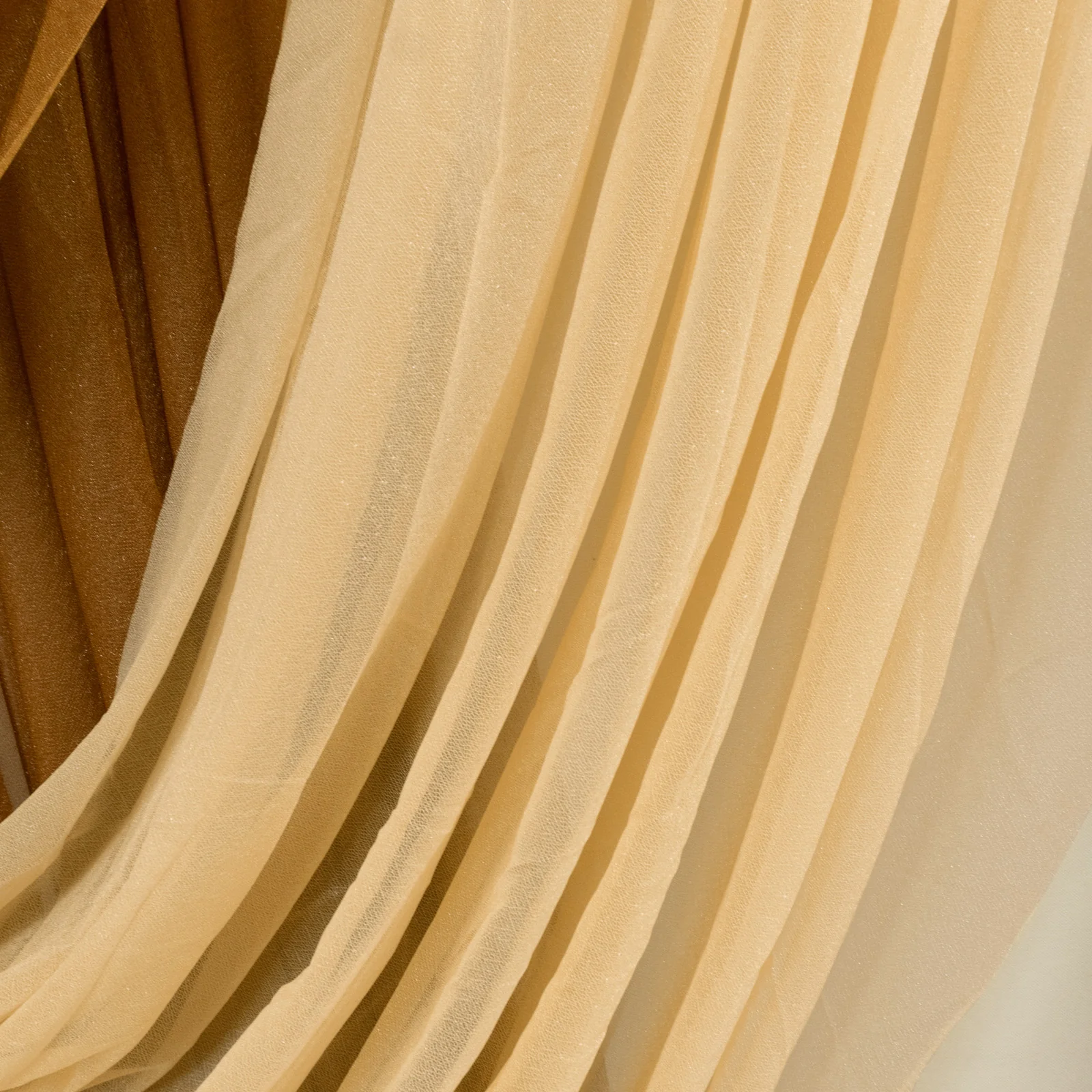 Sheer Chiffon Backdrop Valance Drapes – 4ft x 4ft Champagne Curved Swag Topper Panel - Image 8