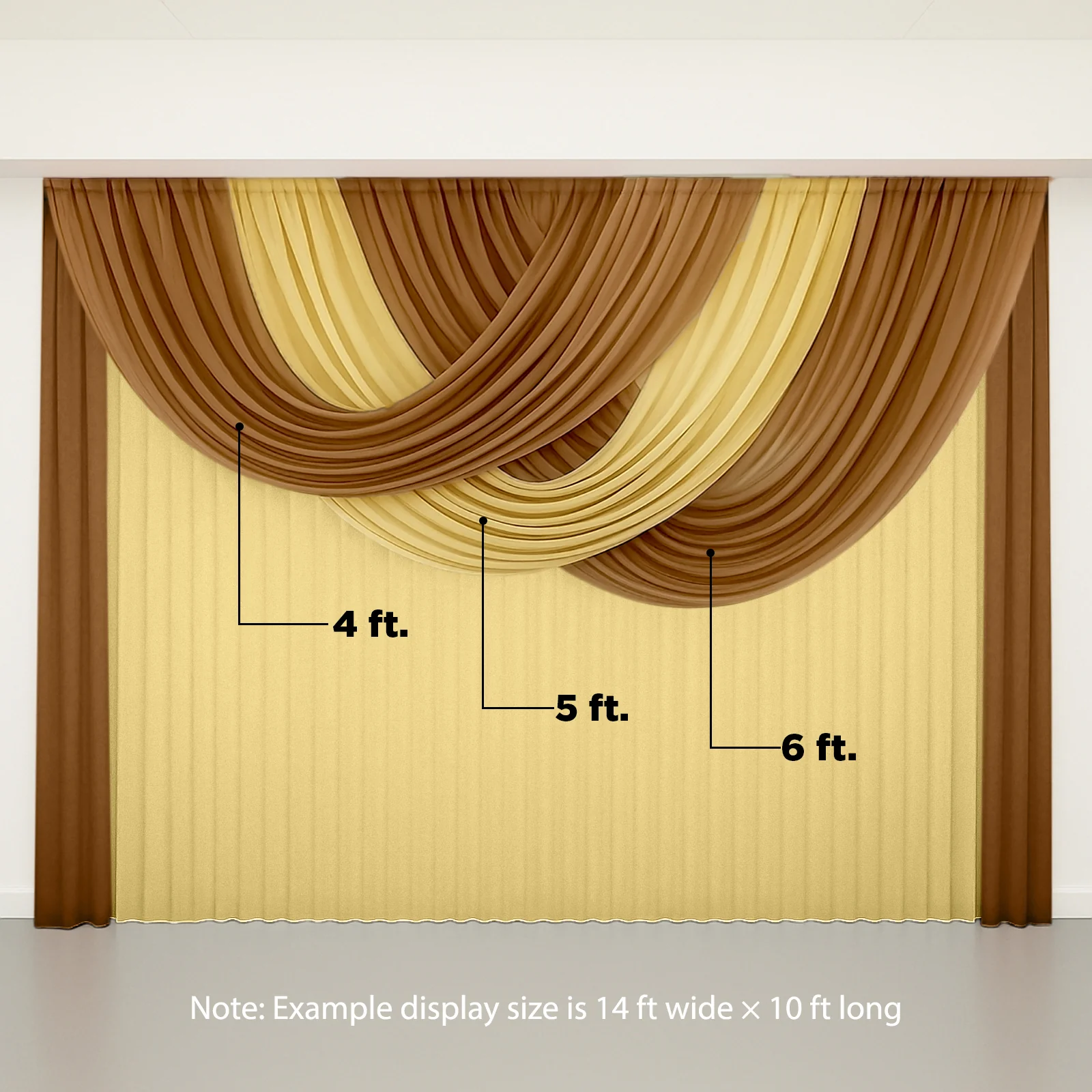Sheer Chiffon Valance Curtain 4ft x 5ft – Champagne Wedding Arch Voile Drape with Rod Pocket, Backdrop Panel - Image 3