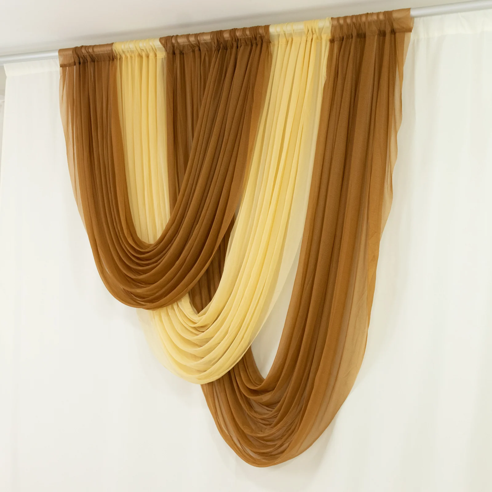 Sheer Chiffon Valance Curtain 4ft x 5ft – Champagne Wedding Arch Voile Drape with Rod Pocket, Backdrop Panel - Image 8