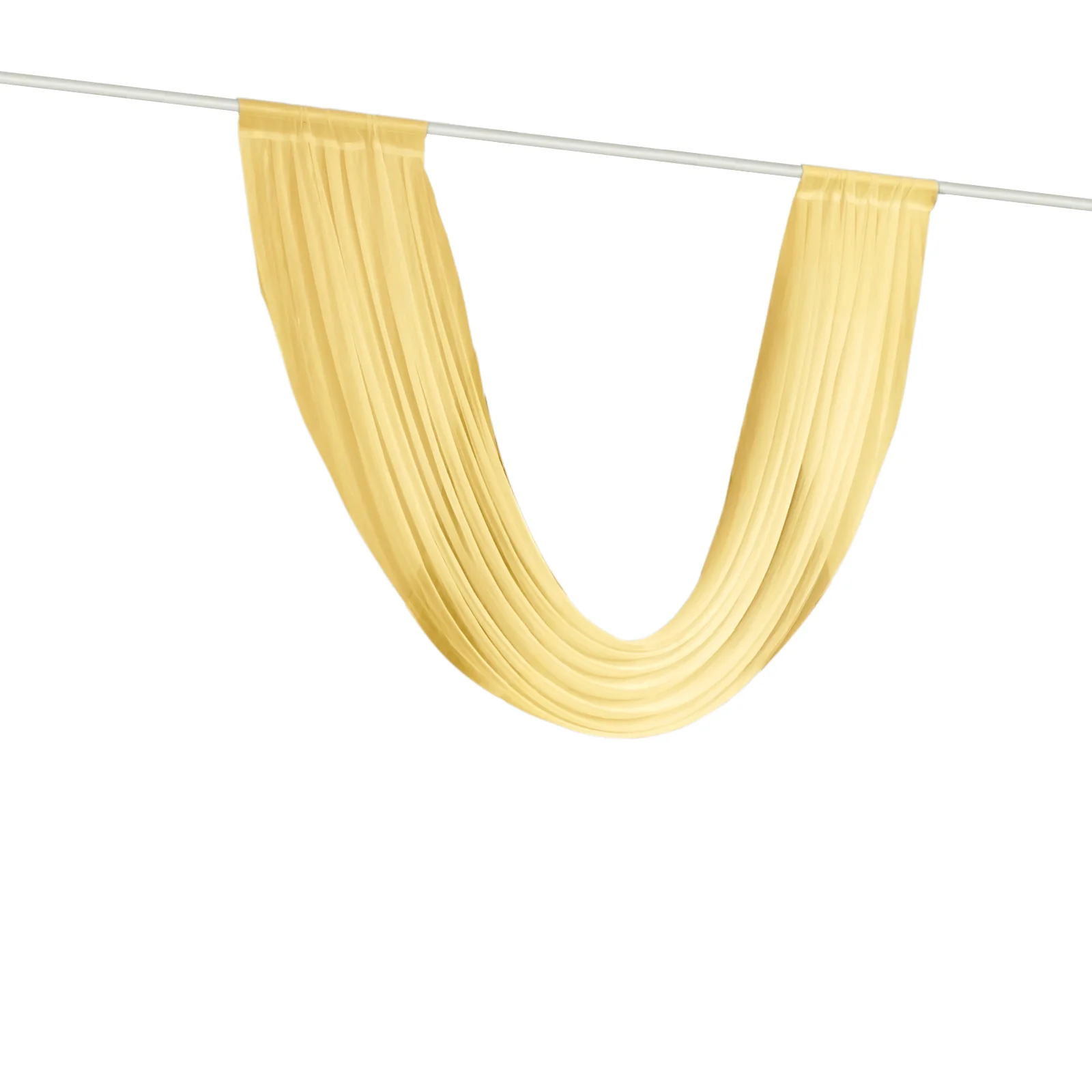 Sheer Chiffon Valance Curtain 4ft x 6ft – Champagne Wedding Arch Voile Drape with Rod Pocket, Backdrop Panel - Image 3