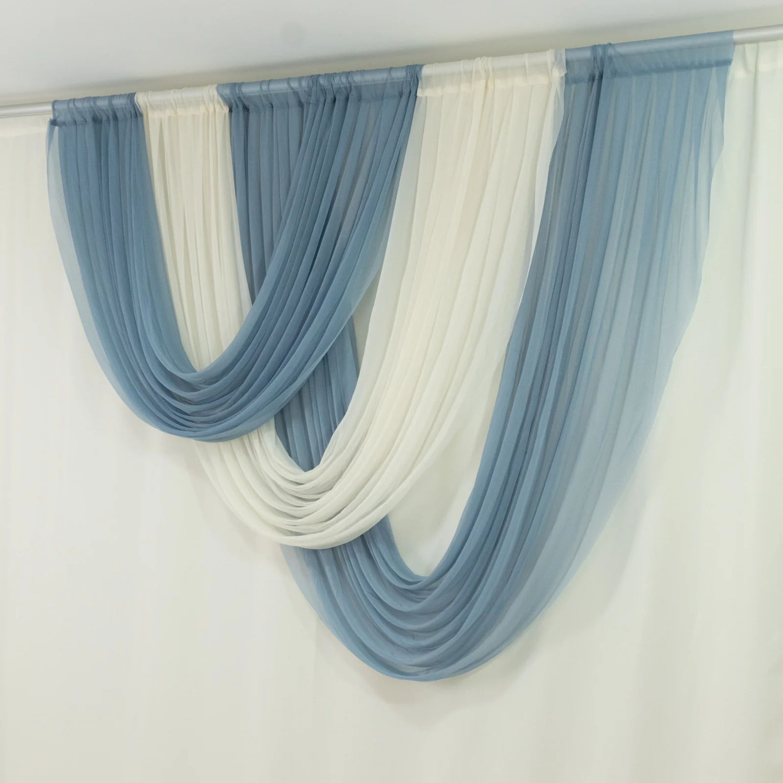 Sheer Chiffon Valance Curtain 4ft x 6ft – Dusty Blue Wedding Arch Voile Drape with Rod Pocket, Backdrop Panel - Image 8