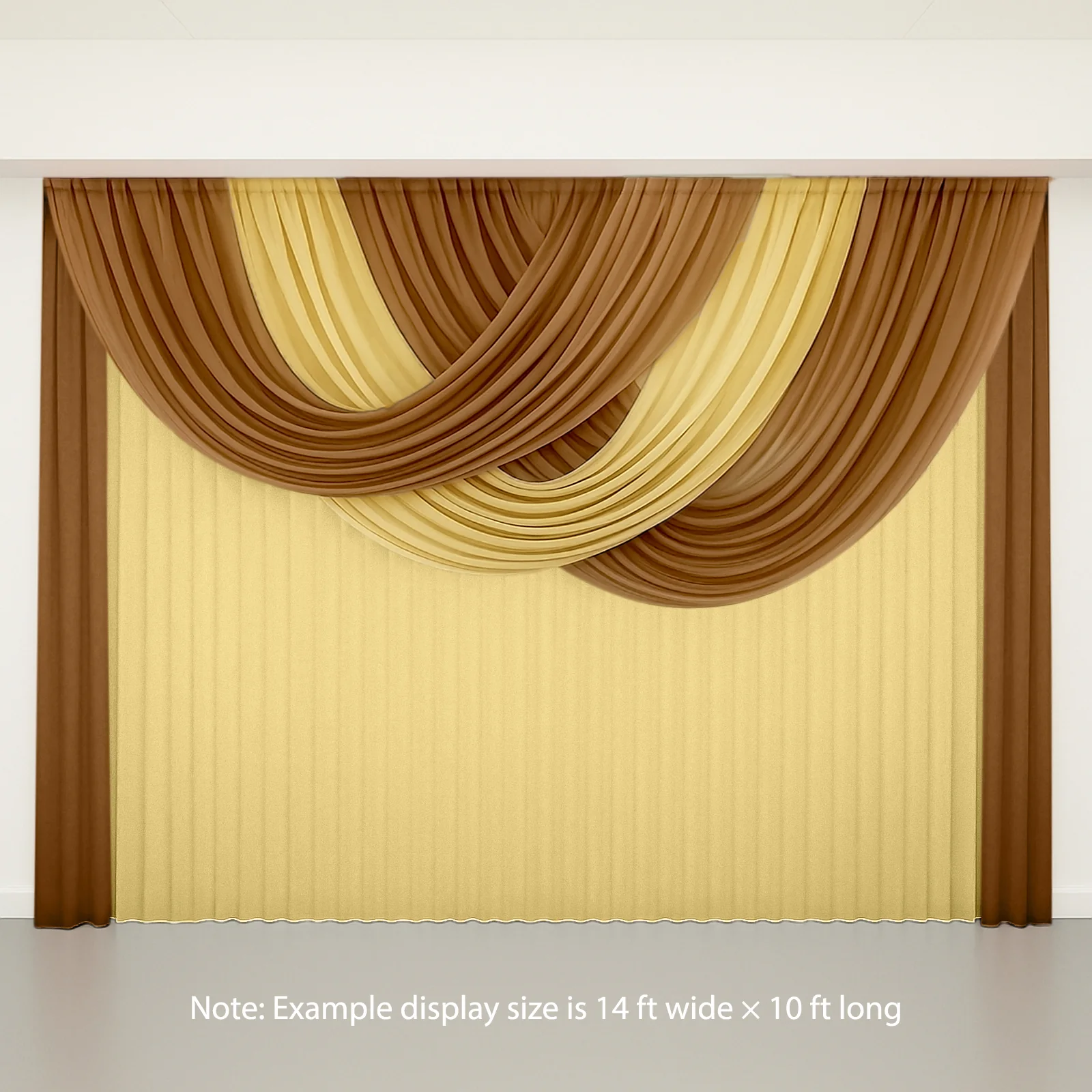 Sheer Chiffon Backdrop Valance Drapes – 4ft x 4ft Gold Curved Swag Topper Panel - Image 5