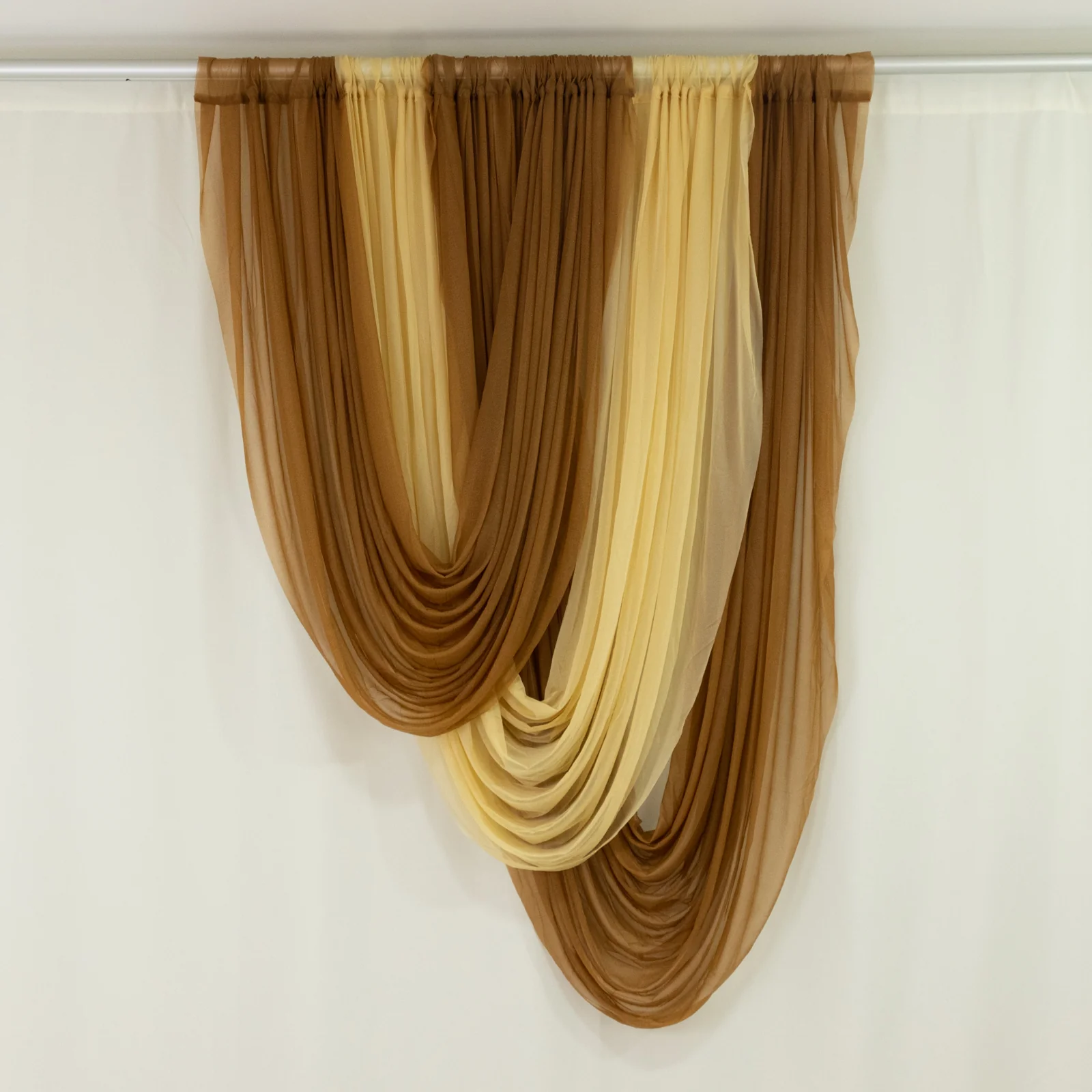 Sheer Chiffon Valance Curtain 4ft x 5ft – Gold Wedding Arch Voile Drape with Rod Pocket, Backdrop Panel - Image 2