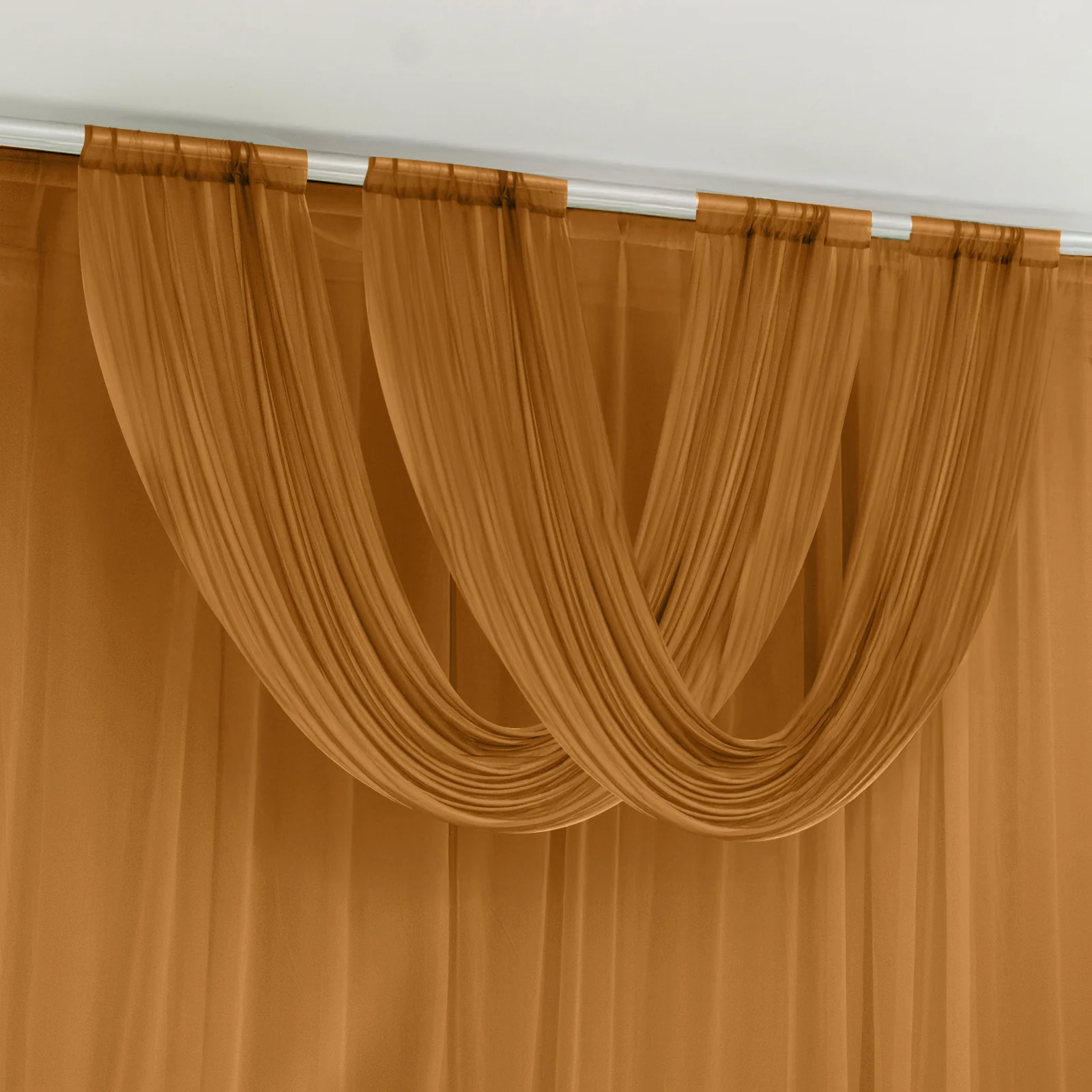 Sheer Chiffon Valance Curtain 4ft x 5ft – Gold Wedding Arch Voile Drape with Rod Pocket, Backdrop Panel - Image 3