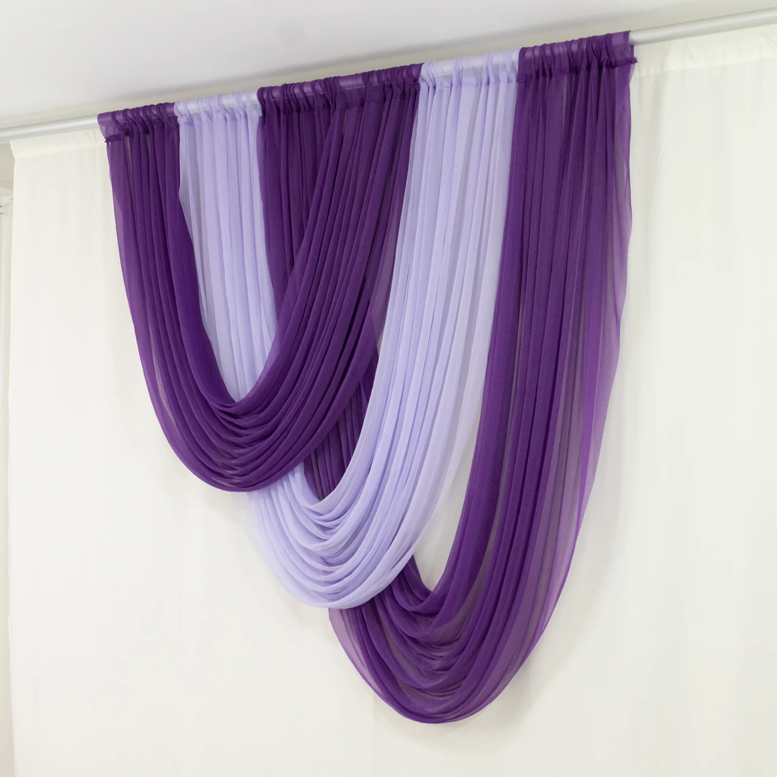 Sheer Chiffon Valance Curtain 4ft x 6ft – Lavender Lilac Wedding Arch Voile Drape with Rod Pocket, Backdrop Panel - Image 2