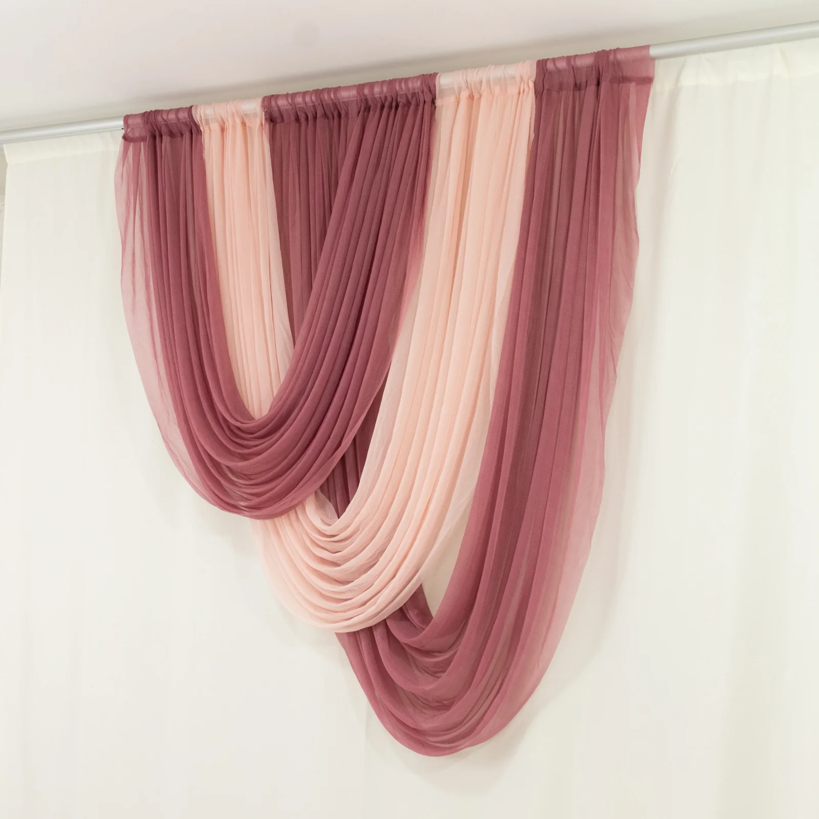 Sheer Chiffon Valance Curtain 4ft x 5ft – Mauve Cinnamon Rose Wedding Arch Voile Drape with Rod Pocket, Backdrop Panel - Image 8