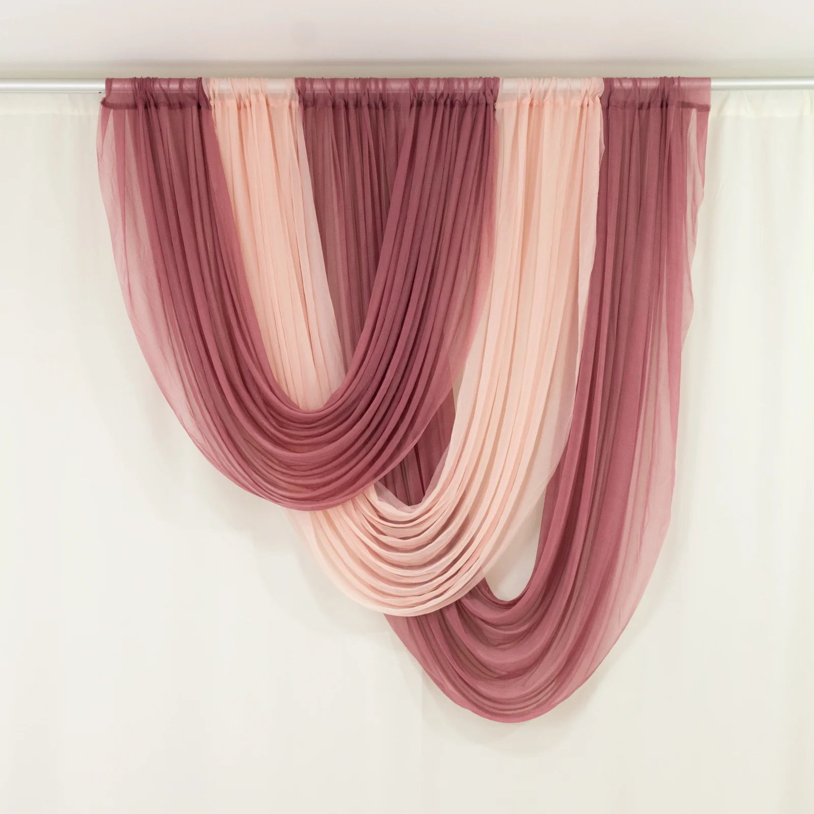 Sheer Chiffon Valance Curtain 4ft x 6ft – Mauve Cinnamon Rose Wedding Arch Voile Drape with Rod Pocket, Backdrop Panel - Image 8