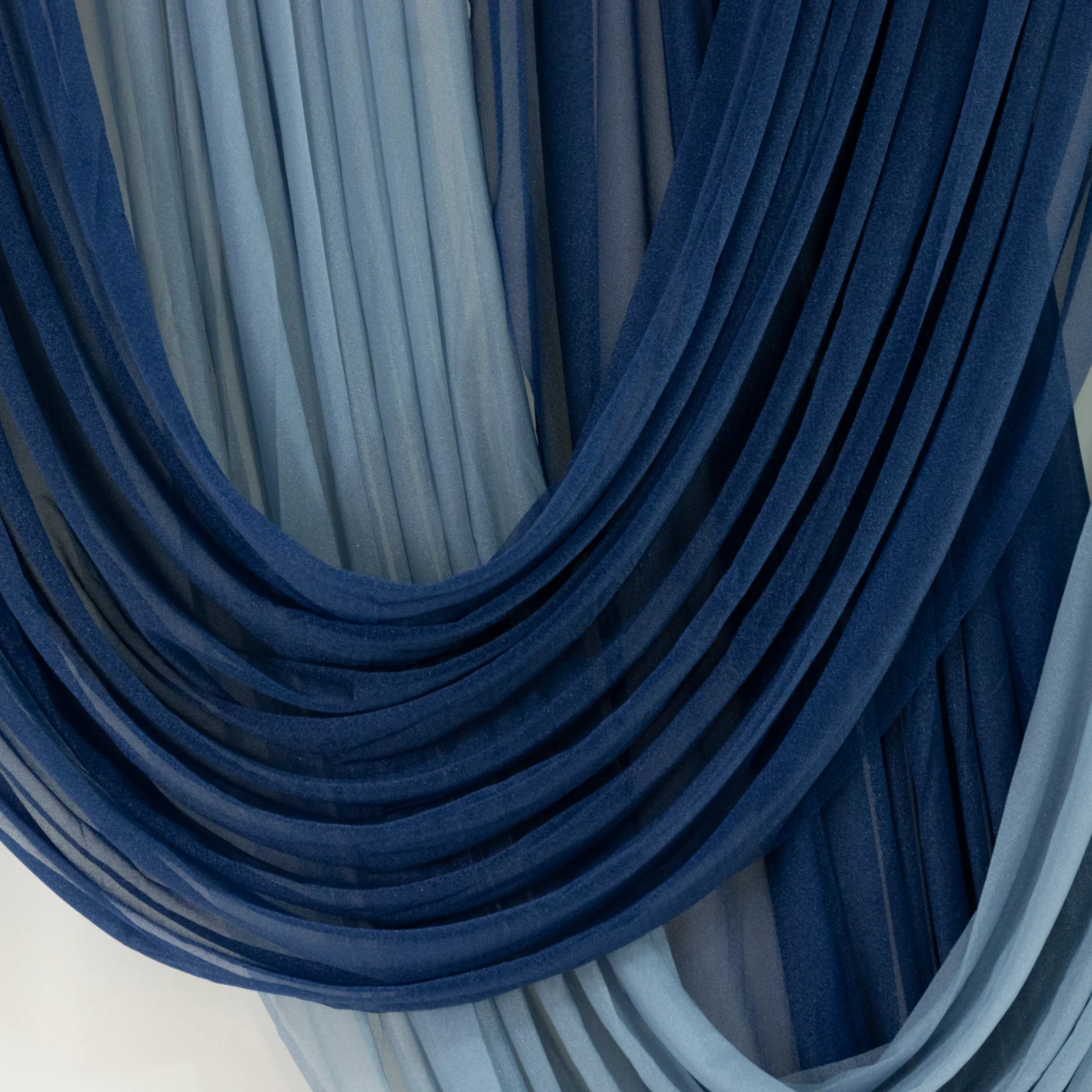 Sheer Chiffon Backdrop Valance Drapes – 4ft x 4ft Navy Blue Curved Swag Topper Panel - Image 8