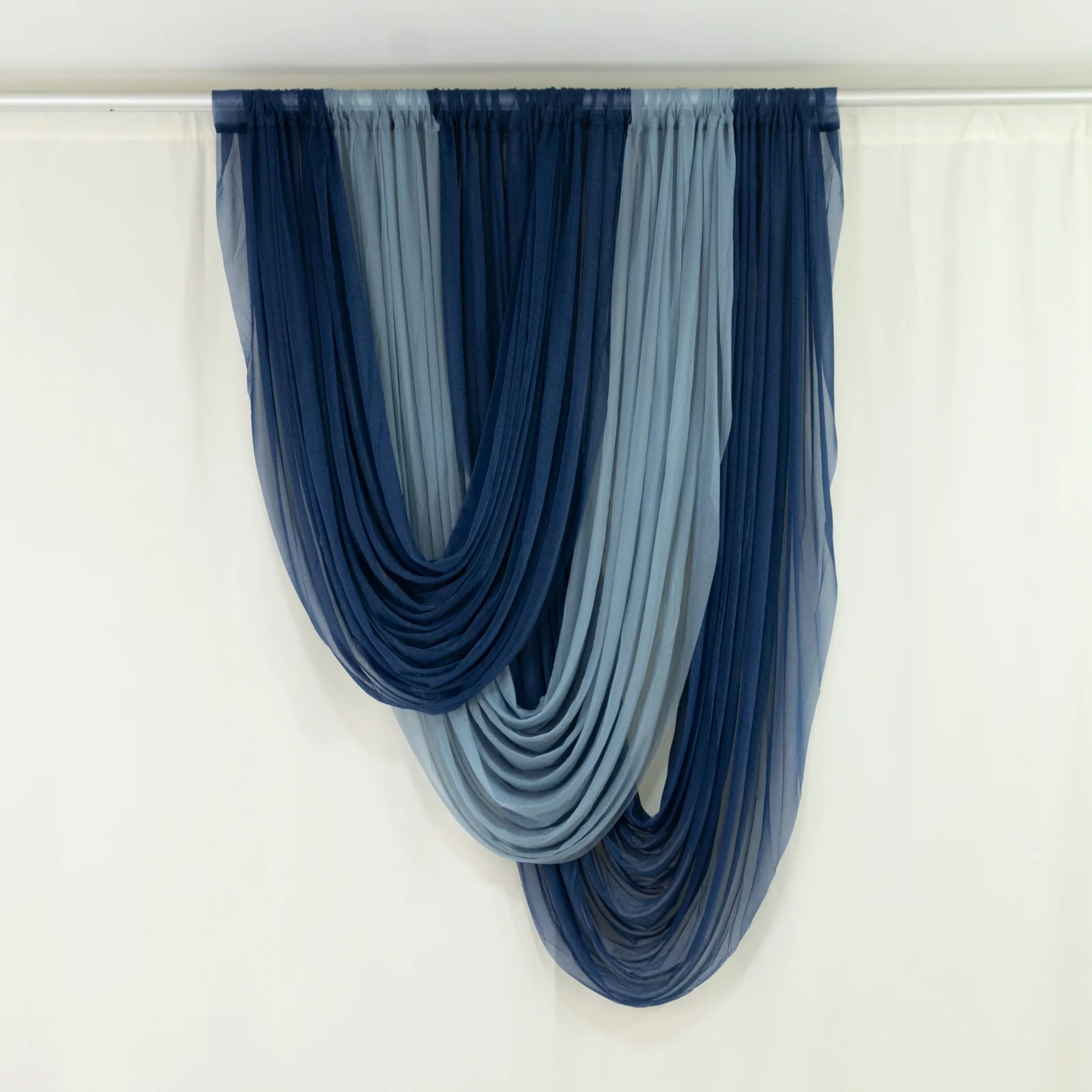 Sheer Chiffon Valance Curtain 4ft x 5ft – Navy Blue Wedding Arch Voile Drape with Rod Pocket, Backdrop Panel - Image 2