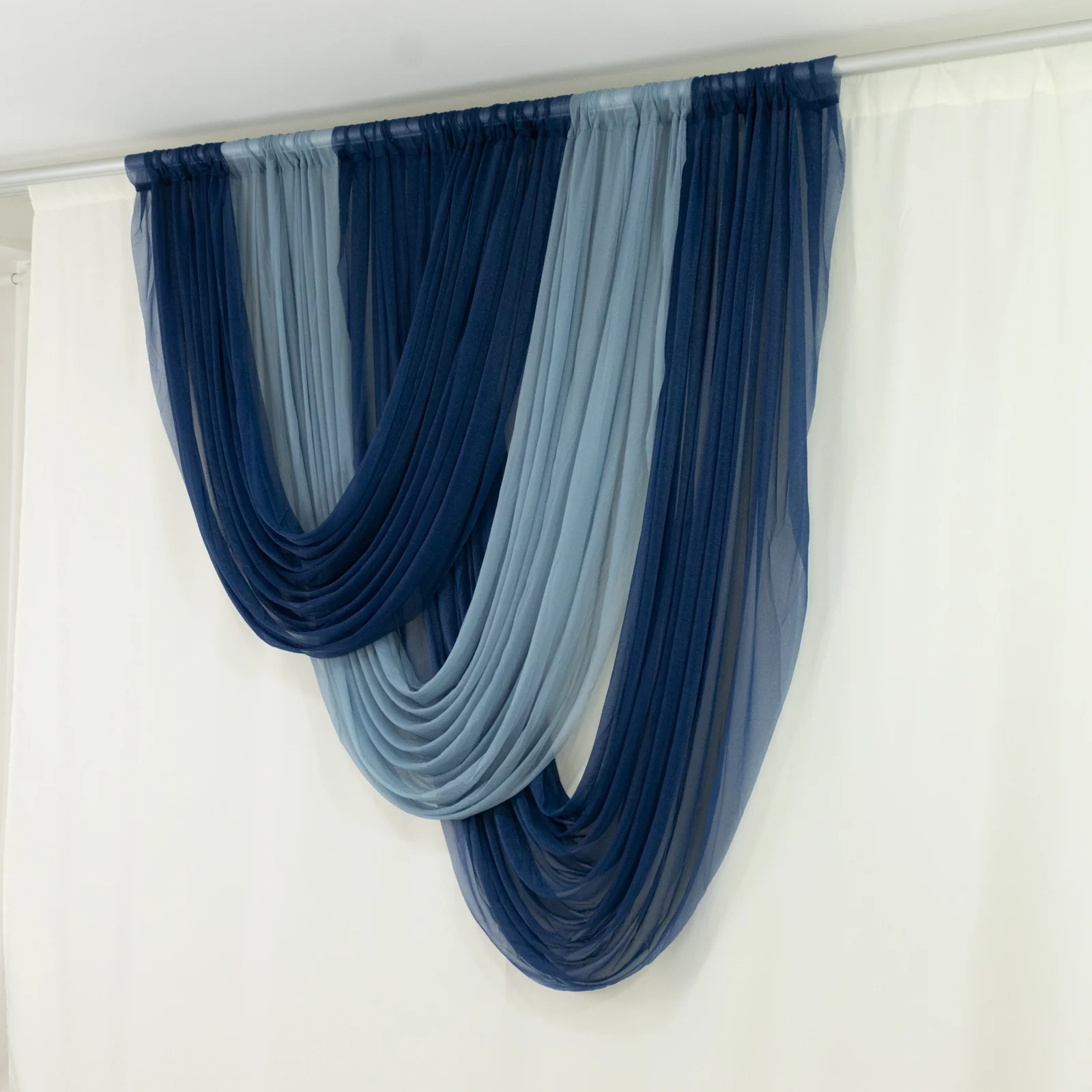 Sheer Chiffon Valance Curtain 4ft x 5ft – Navy Blue Wedding Arch Voile Drape with Rod Pocket, Backdrop Panel - Image 8