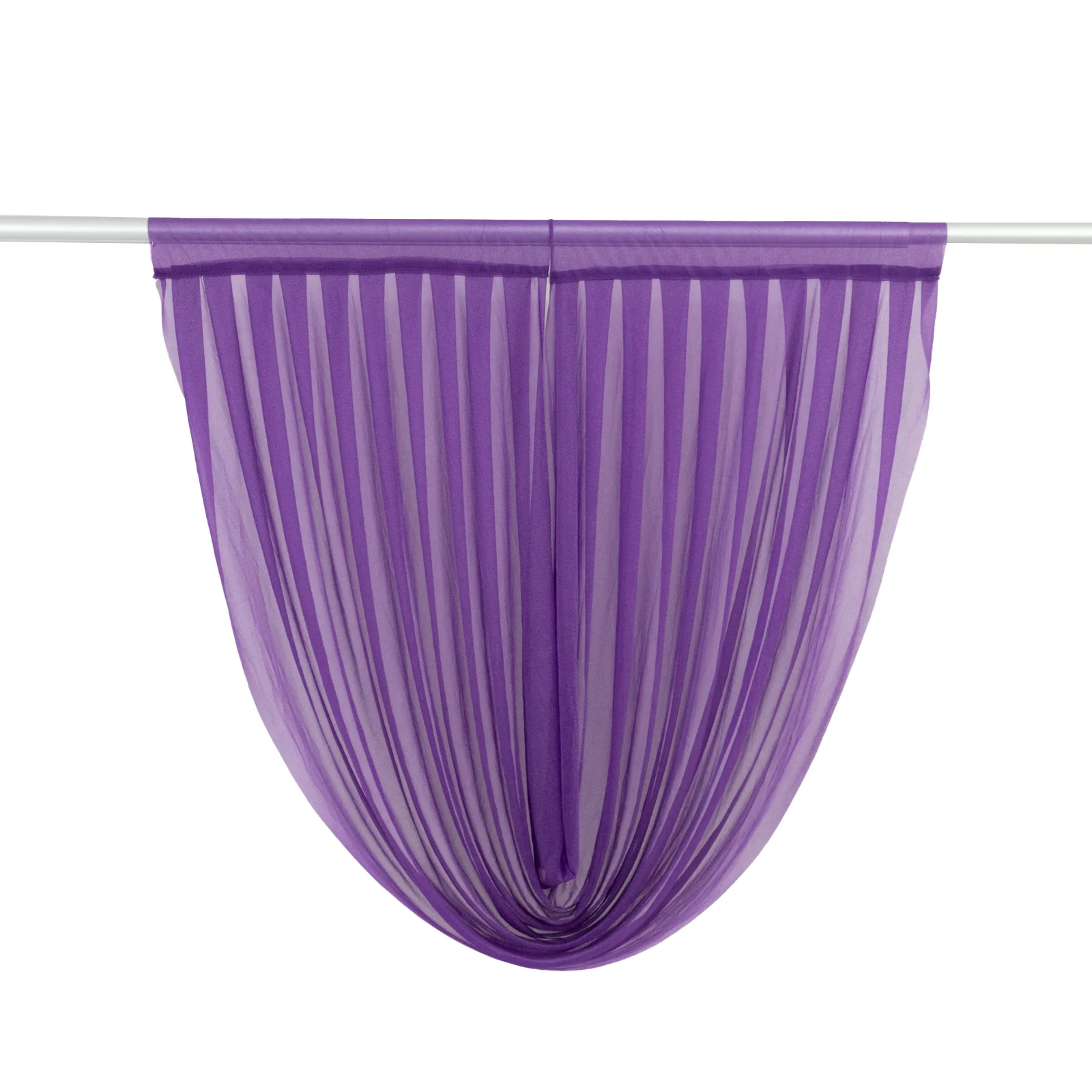 Sheer Chiffon Backdrop Valance Drapes – 4ft x 4ft Purple Curved Swag Topper Panel - Image 2