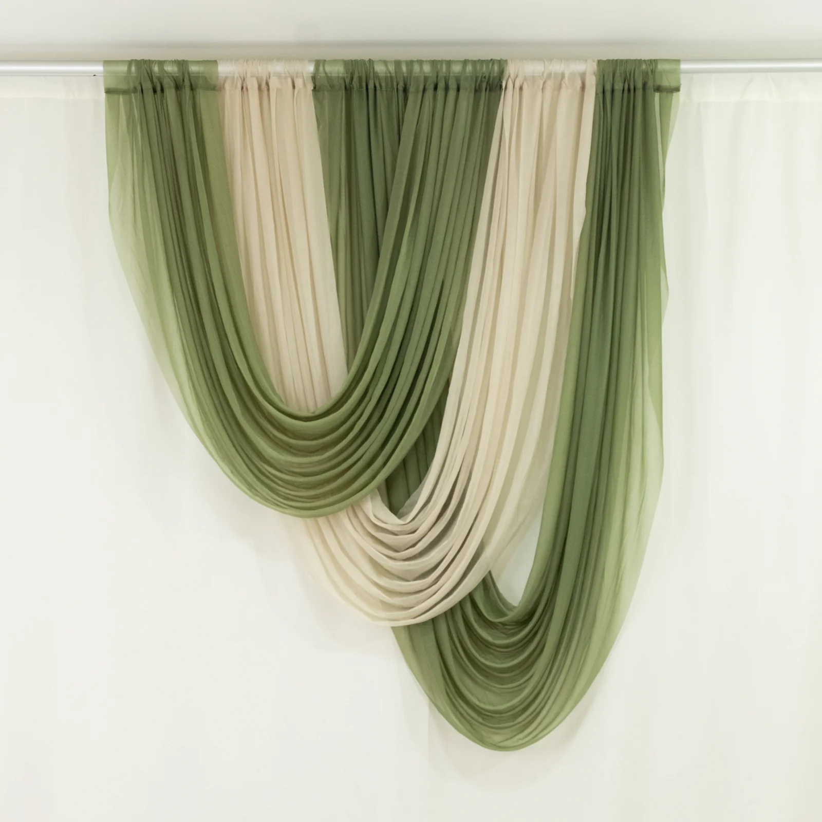 Sheer Chiffon Valance Curtain 4ft x 5ft – Dusty Sage Green Wedding Arch Voile Drape with Rod Pocket, Backdrop Panel - Image 8