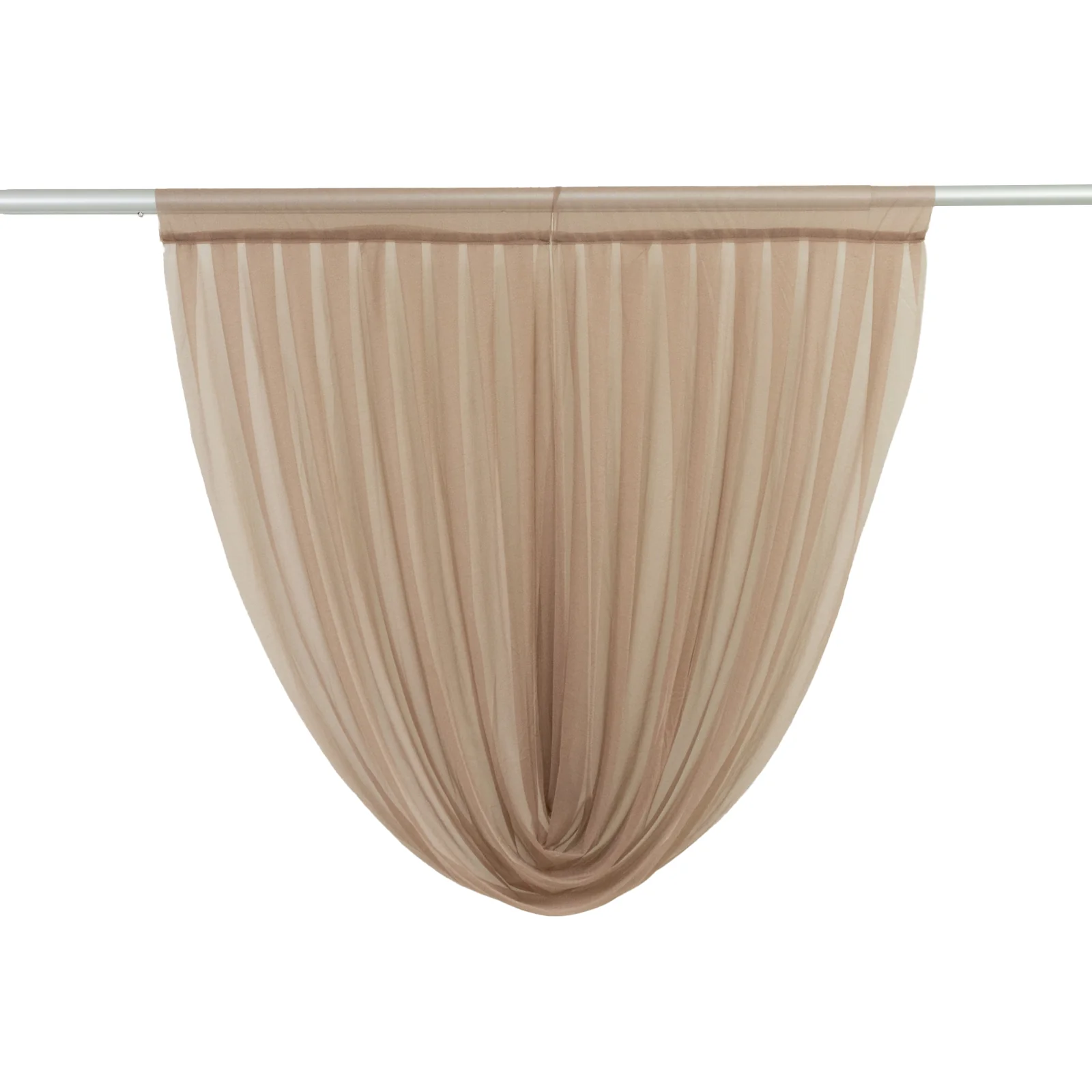 Sheer Chiffon Backdrop Valance Drapes – 4ft x 4ft Taupe Curved Swag Topper Panel - Image 2