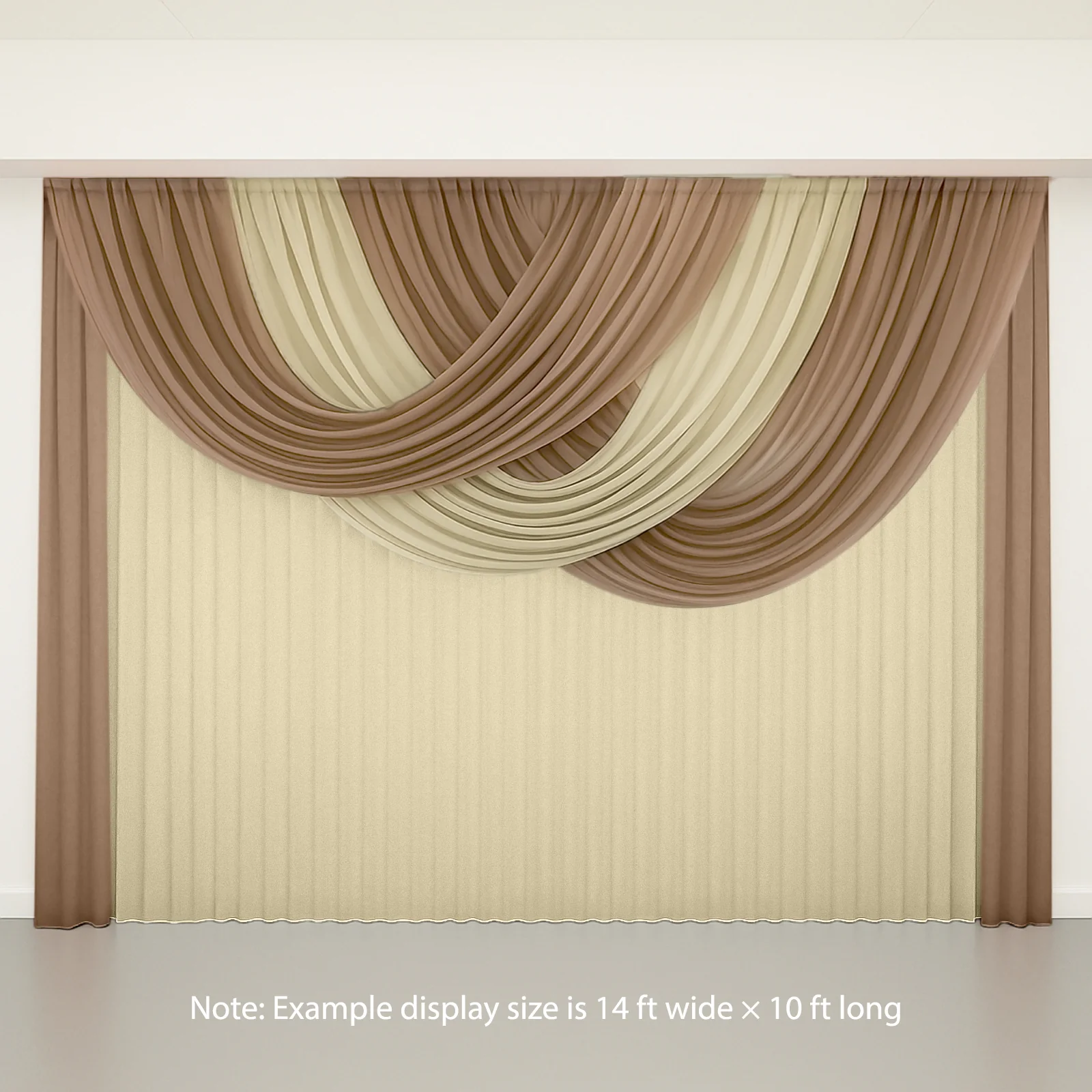 Sheer Chiffon Valance Curtain 4ft x 6ft – Taupe Wedding Arch Voile Drape with Rod Pocket, Backdrop Panel - Image 2