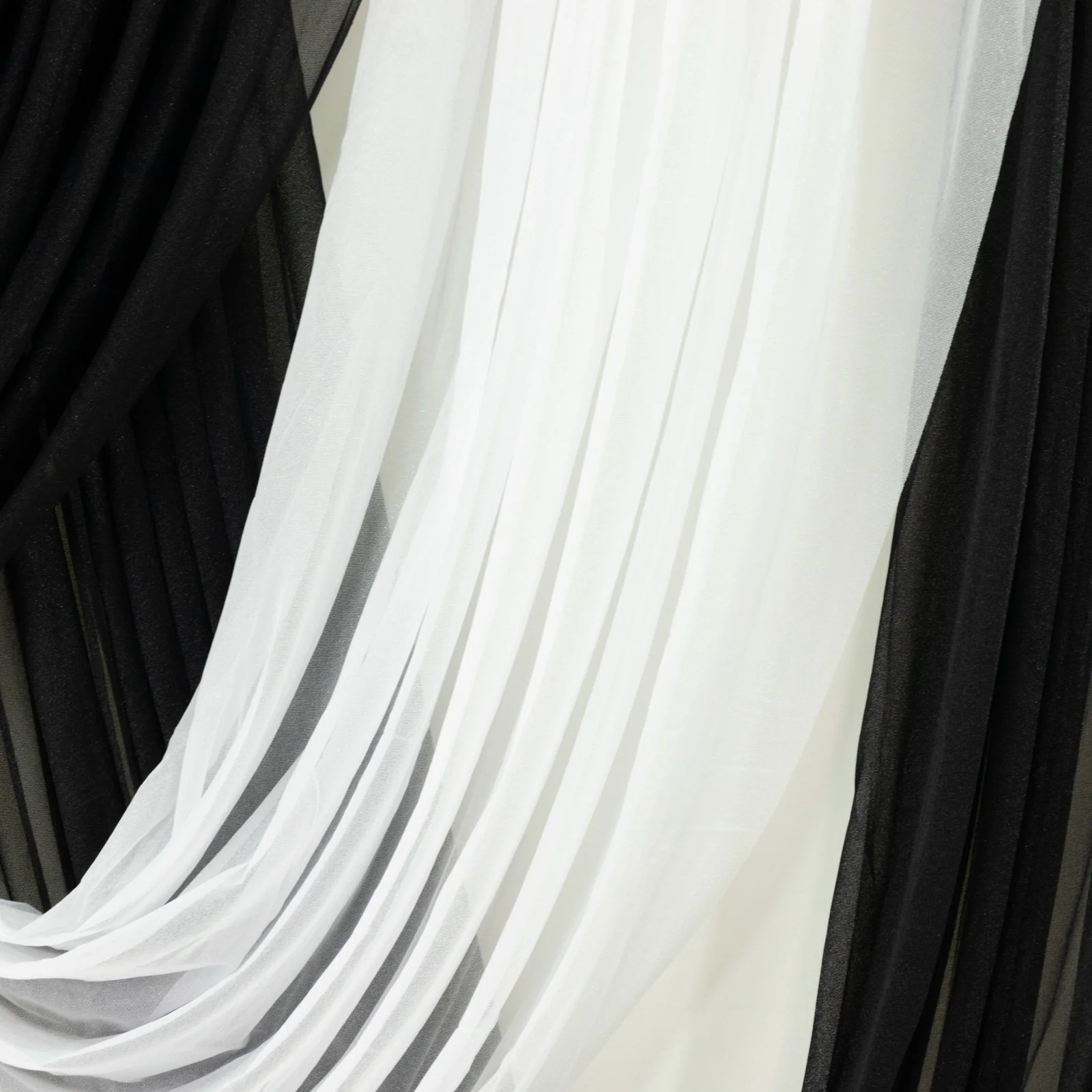 Sheer Chiffon Backdrop Valance Drapes – 4ft x 4ft White Curved Swag Topper Panel - Image 8