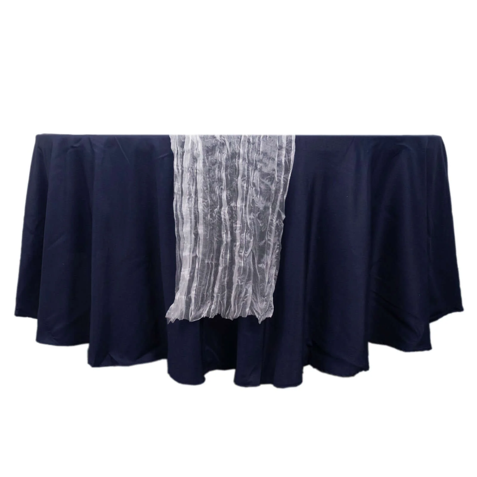 Sheer Crinkled Organza Table Runner 9ft White - Rustic Style Shimmer Chiffon Table Linen - Image 7