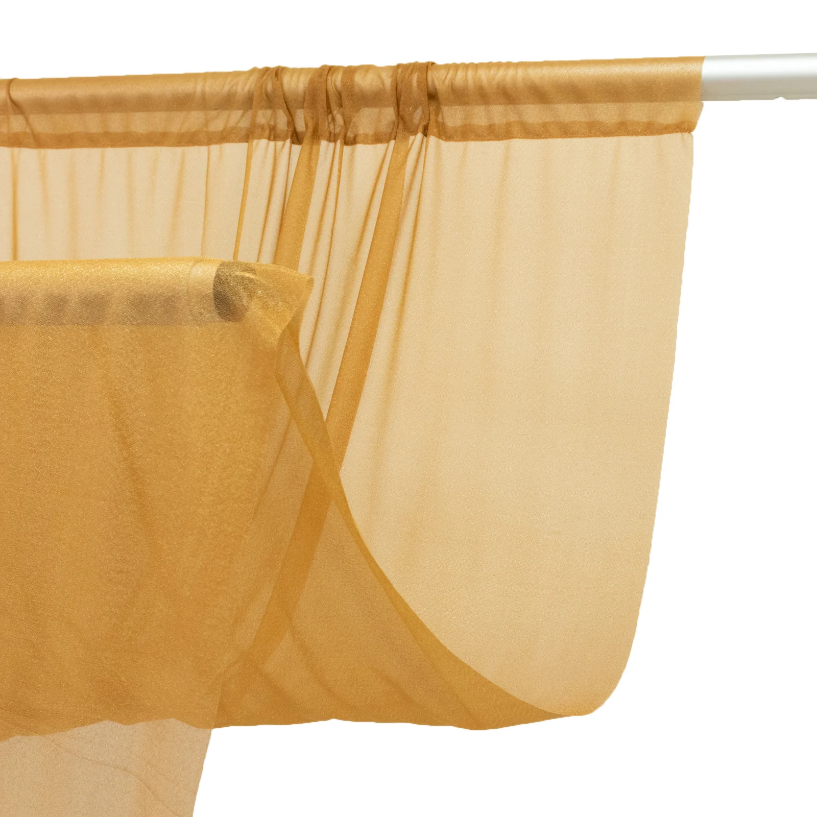 Sheer Wedding Arch Drape 5ft × 10ft Gold – Backdrop Curtain Panel with Rod Pocket - Image 7