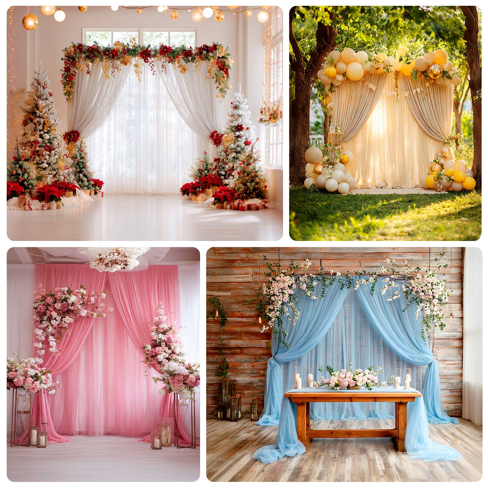 Sheer Wedding Arch Drape 5ft × 10ft Purple – Backdrop Curtain Panel with Rod Pocket - Image 5