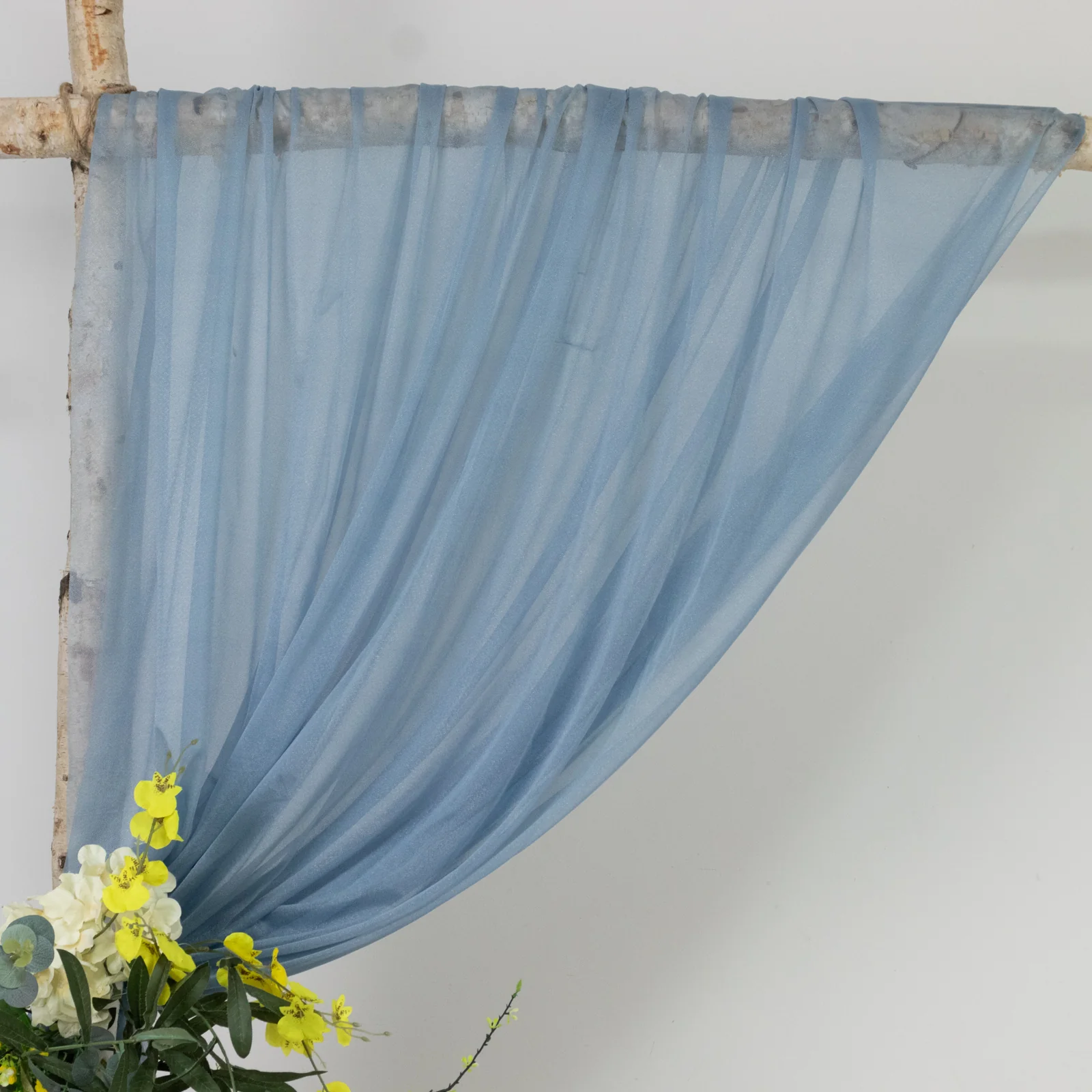 Sheer Wedding Arch Drape – 5ftx14ft Dusty Blue Sheer Curtain Backdrop, Ceiling Drapery Panel - Image 3