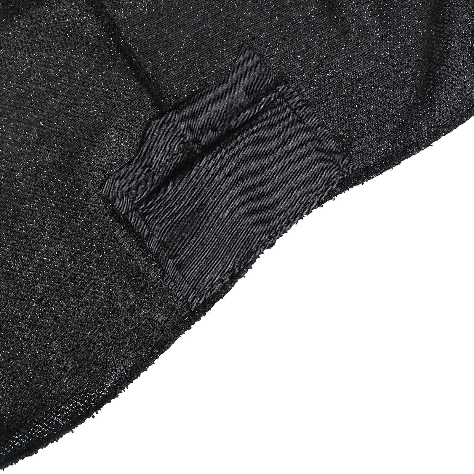 Shimmer Tinsel Spandex Rectangle Tablecloth 72"x30" Metallic Black - Glittered Shiny Table Cover - Image 8