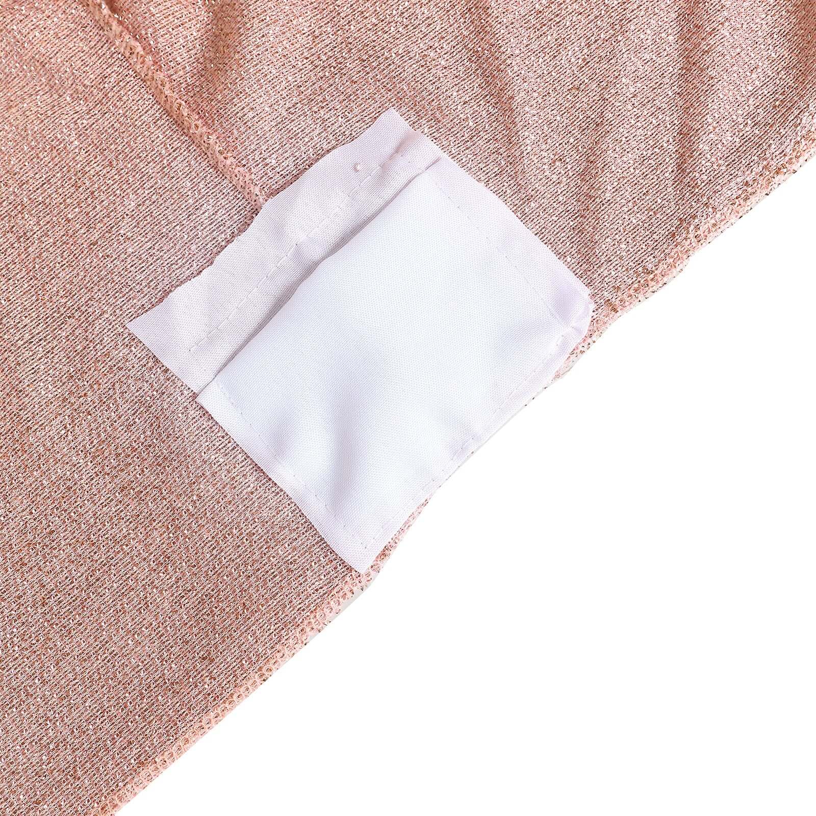Shimmer Tinsel Spandex Rectangle Tablecloth 72"x30" Metallic Rose Gold - Glittered Shiny Table Cover - Image 7