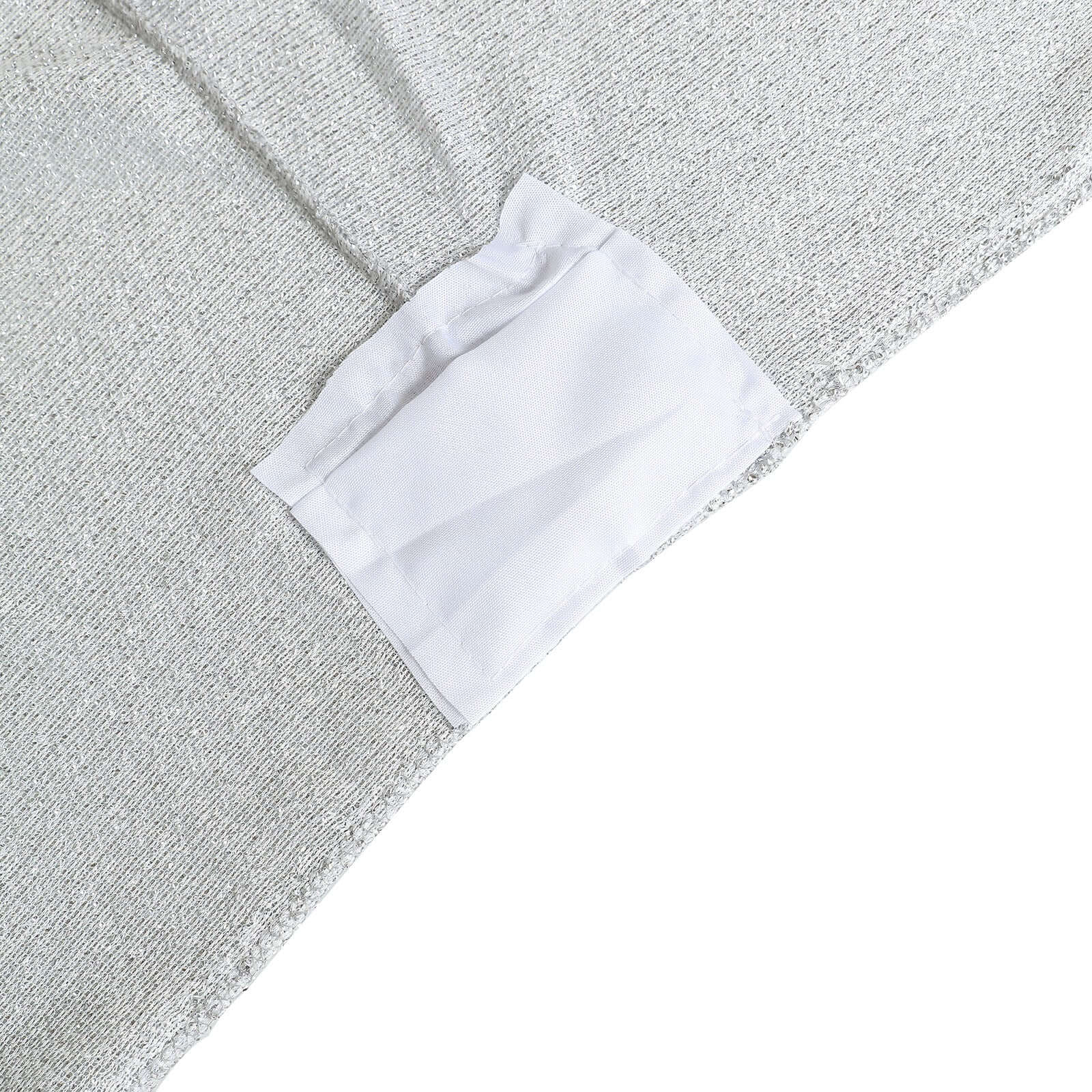 Shimmer Tinsel Spandex Rectangle Tablecloth 72"x30" Metallic Silver - Glittered Shiny Table Cover - Image 7