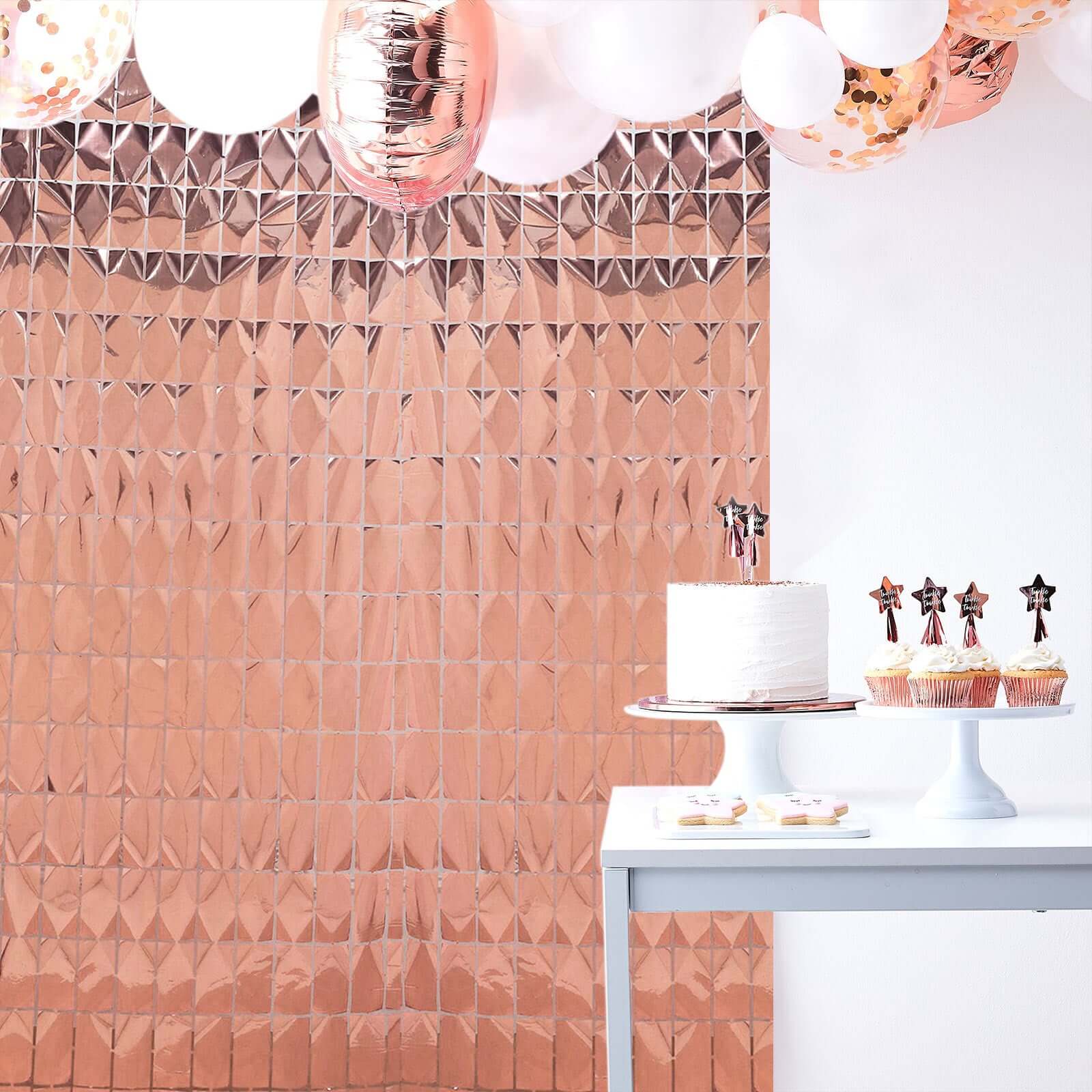 Shiny Rose Gold Metallic Foil Rectangle Curtain Party Backdrop Door Window Curtain 3ftx6.5ft - Image 6