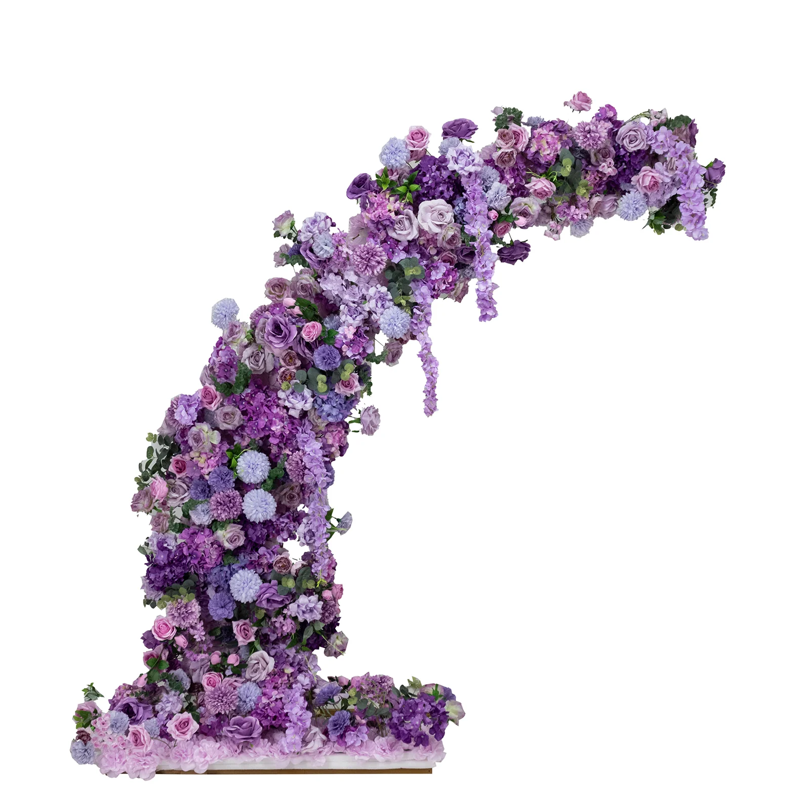 Silk Floral Backdrop for 6.5ft Half Crescent Wedding Arch – Foam-Backed Artificial Flower Arch in Lavender Lilac with Roses, Hydrangeas & Chrysanthemums - Image 2