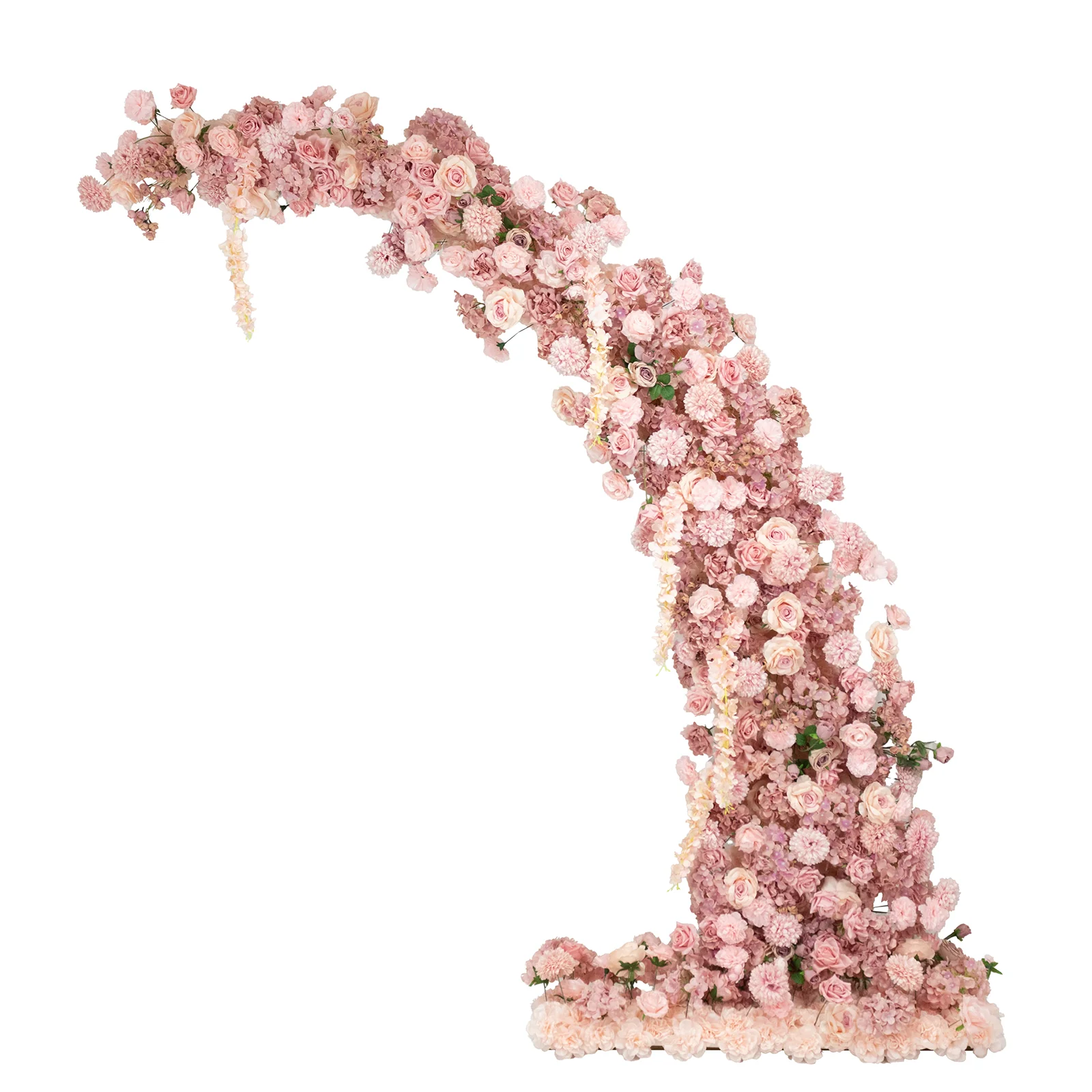 Silk Floral Backdrop for 8ft Half Crescent Wedding Arch – Foam-Backed Artificial Flower Arch in Dusty Rose Mix with Roses, Hydrangeas & Chrysanthemums - Image 2