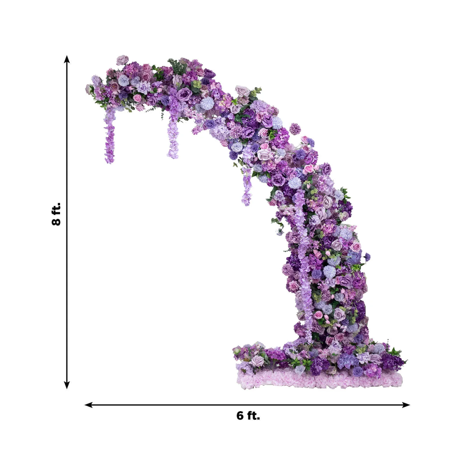 Silk Floral Backdrop for 8ft Half Crescent Wedding Arch – Foam-Backed Artificial Flower Arch in Lavender Lilac Mix with Roses, Hydrangeas & Chrysanthemums - Image 3