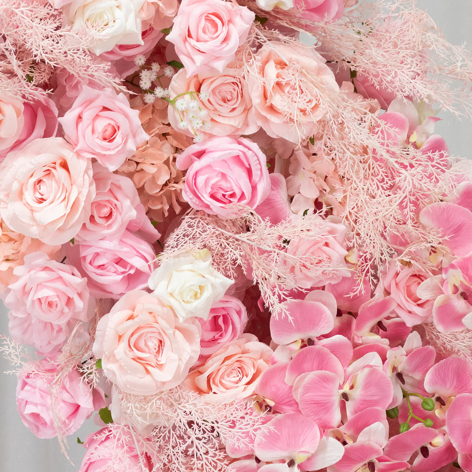 Silk Floral Backdrop for 8ft Half Crescent Wedding Arch – Foam-Backed Artificial Flower Arch in White & Pink Mix with Roses, Hydrangeas & Chrysanthemums - Image 7