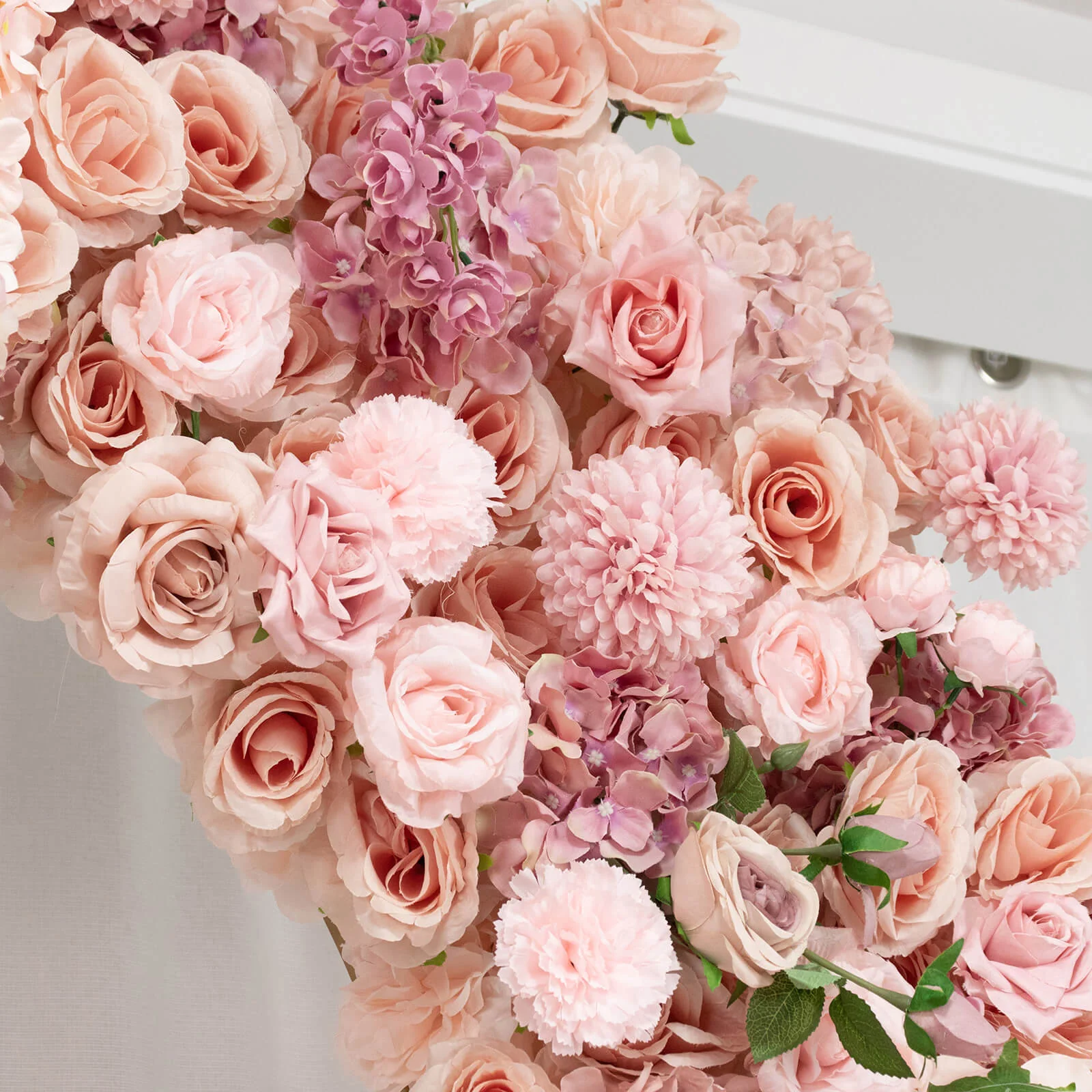 Flower Arch Backdrop Mixed Dusty Rose 4ft x 8ft Artificial Silk Roses, Hydrangeas & Chrysanthemums Floral Arrangement for Round Top Double Arch Stand - Image 5