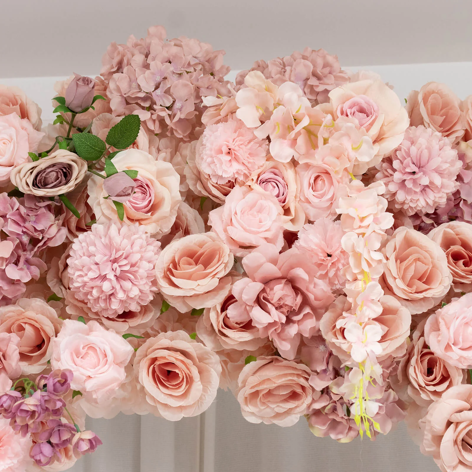 Flower Arch Backdrop Mixed Dusty Rose 4ft x 8ft Artificial Silk Roses, Hydrangeas & Chrysanthemums Floral Arrangement for Round Top Double Arch Stand - Image 6