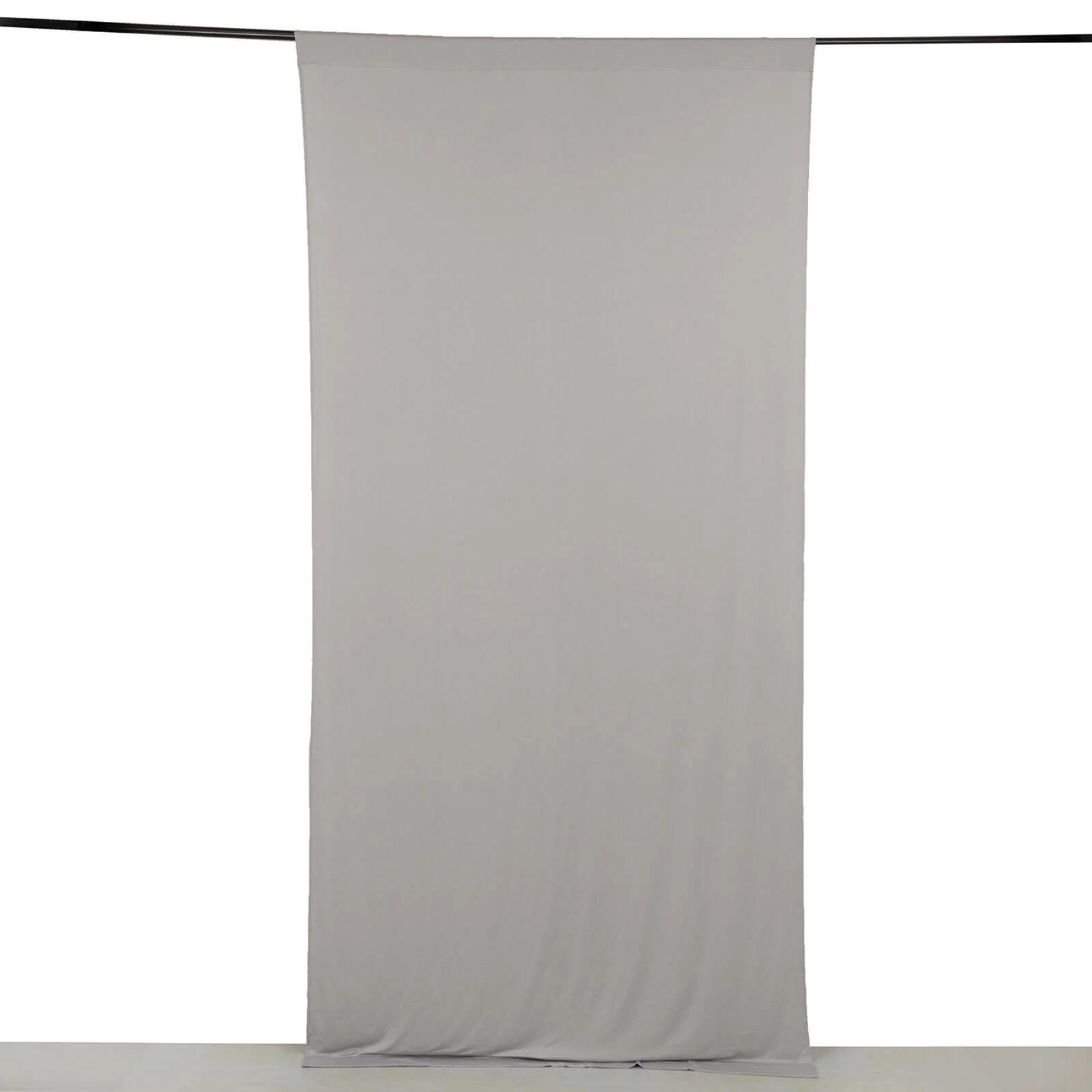 Silver 4-Way Stretch Spandex Backdrop Drape Curtain, Wrinkle Free Event Divider Panel with Rod Pockets - 5ftx10ft - Image 6