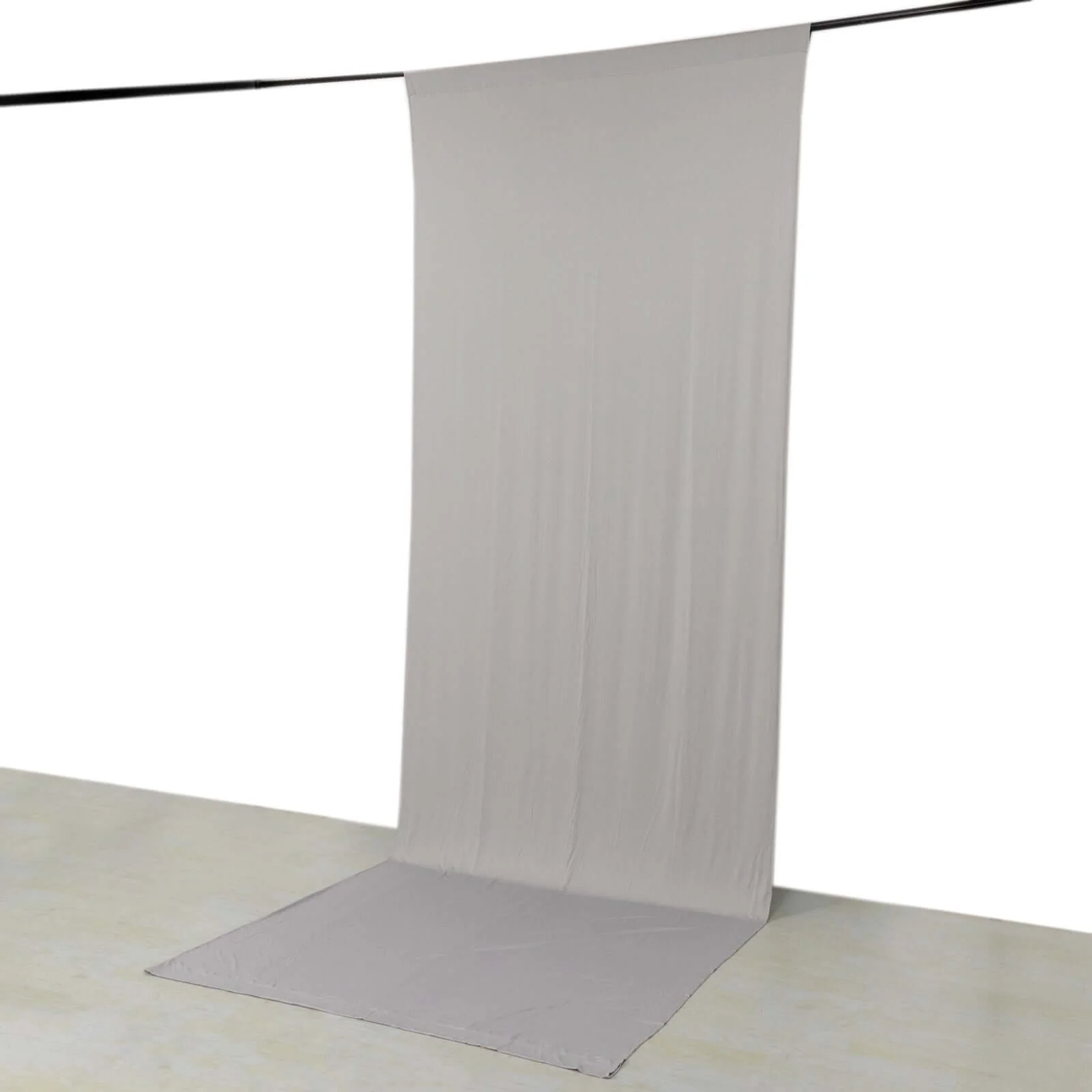 Silver 4-Way Stretch Spandex Backdrop Drape Curtain, Wrinkle Free Event Divider Panel with Rod Pockets - 5ftx14ft - Image 3
