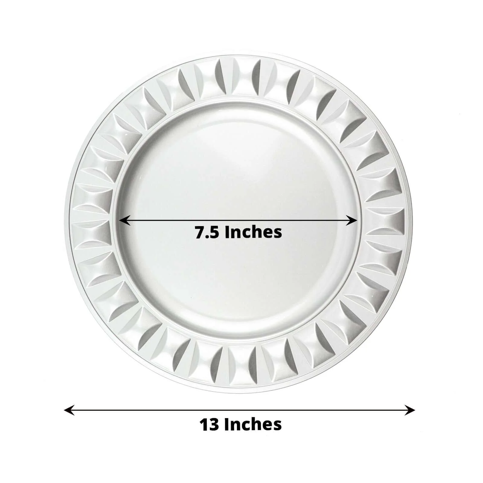 6-Pack Plastic Charger Plates 13" Round Silver Bejeweled Rim - Dinner Charger Tableware - Image 3