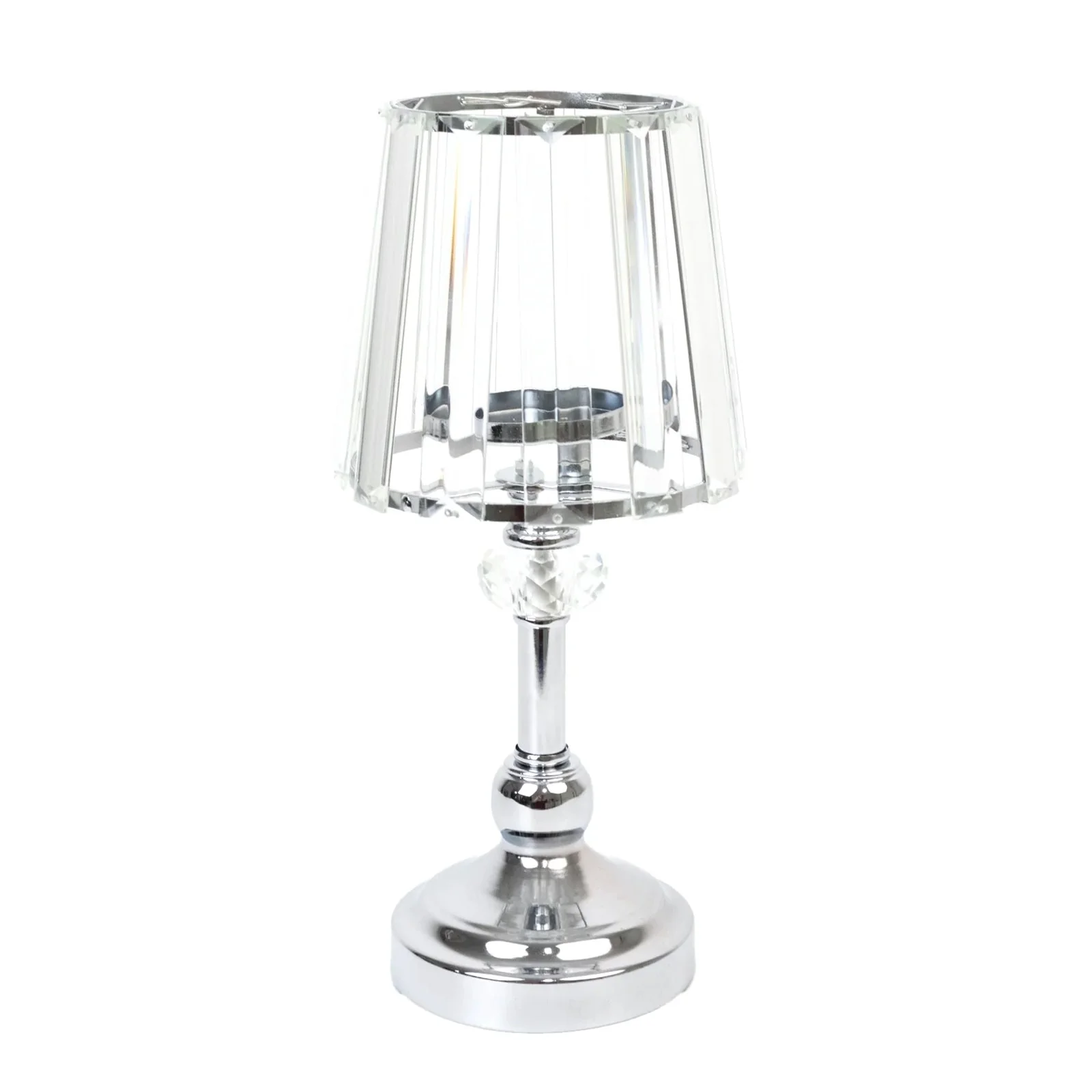 2-Pack Crystal Pendant Candle Holders 11" Classic Empire Lamp Shade Style in Silver, Votive Candle Stand For Table Centerpieces - Image 5