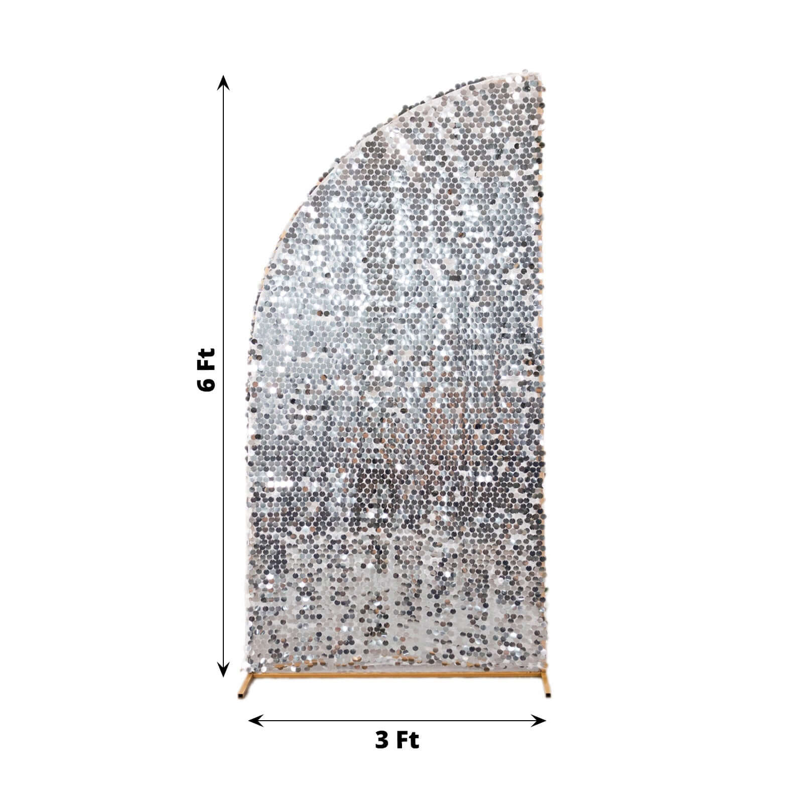 Silver Double Sided Big Payette Sequin Chiara Backdrop Stand Cover For Half Moon Wedding Arch 6ft - Image 3