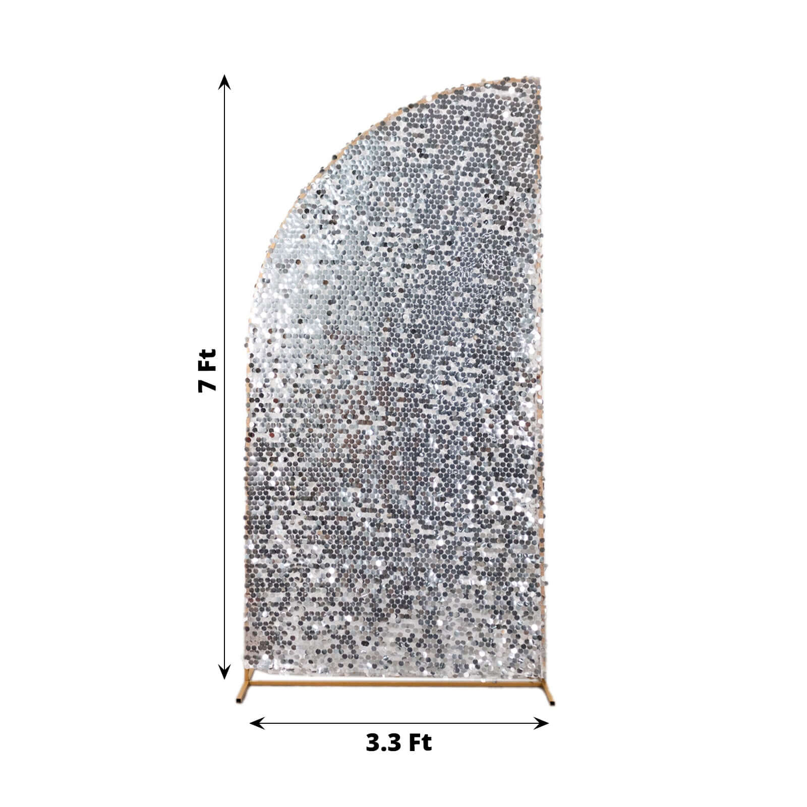 Silver Double Sided Big Payette Sequin Chiara Backdrop Stand Cover For Half Moon Wedding Arch Stand 7ft - Image 3