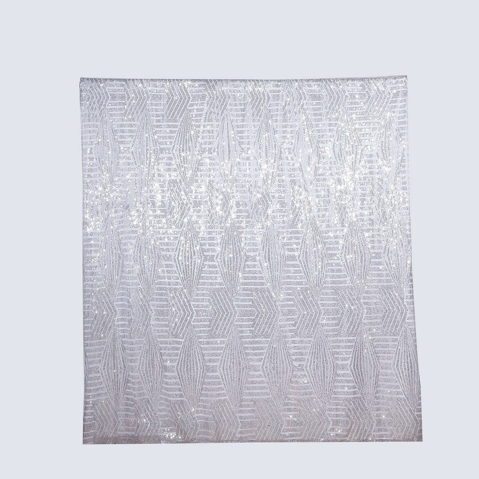 Silver Geometric Sequin Backdrop Drape Curtain with Satin Backing, Seamless Opaque Sparkly Photo Booth Event Divider Panel in Diamond Glitz Pattern - 8ftx8ft - Image 7
