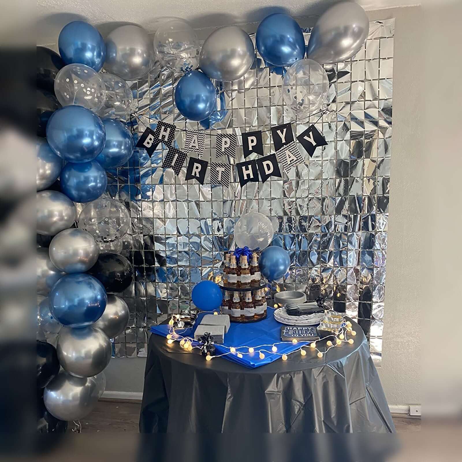 Shiny Silver Metallic Foil Rectangle Curtain Party Backdrop Door Window Curtain 3ftx6.5ft - Image 2