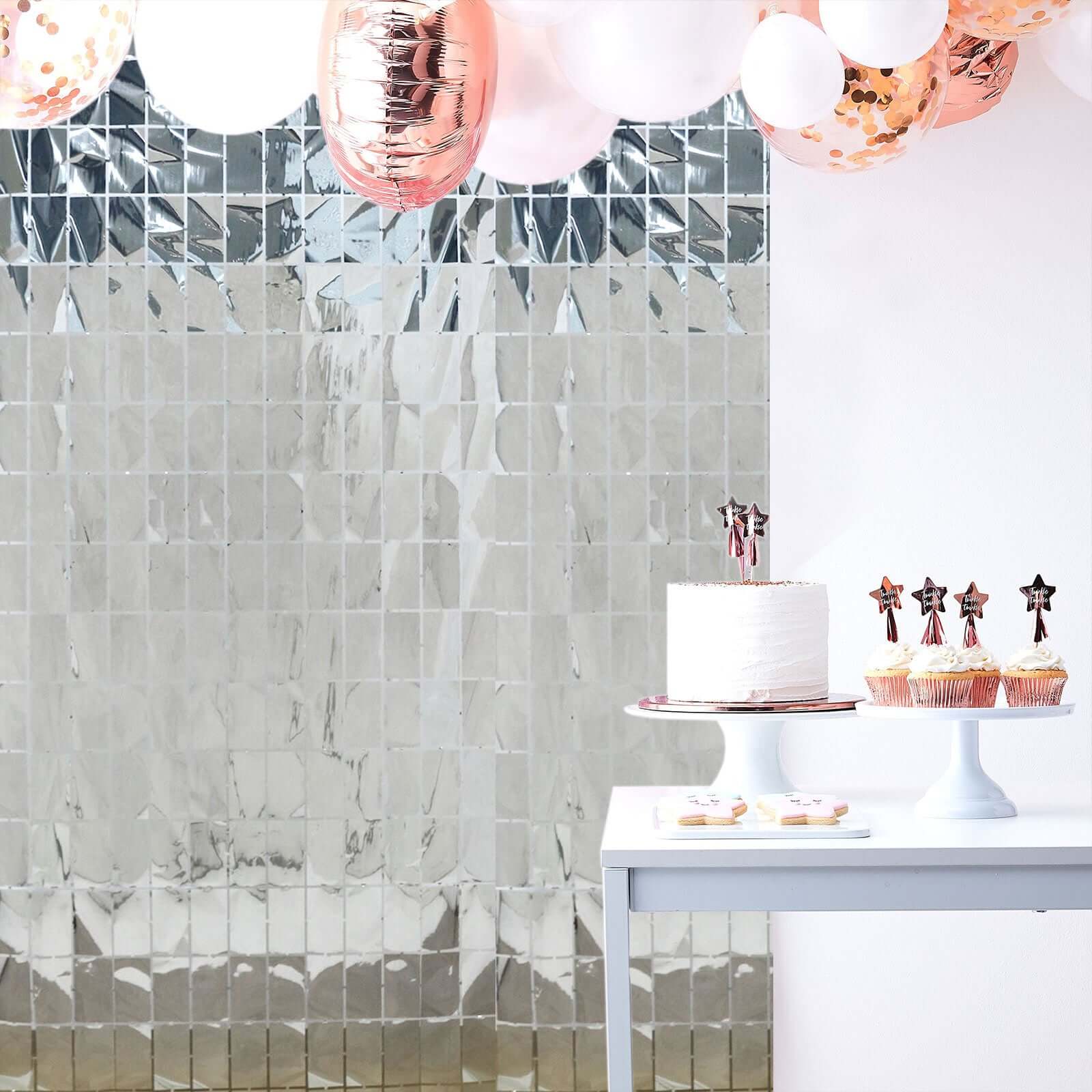 Shiny Silver Metallic Foil Rectangle Curtain Party Backdrop Door Window Curtain 3ftx6.5ft - Image 6