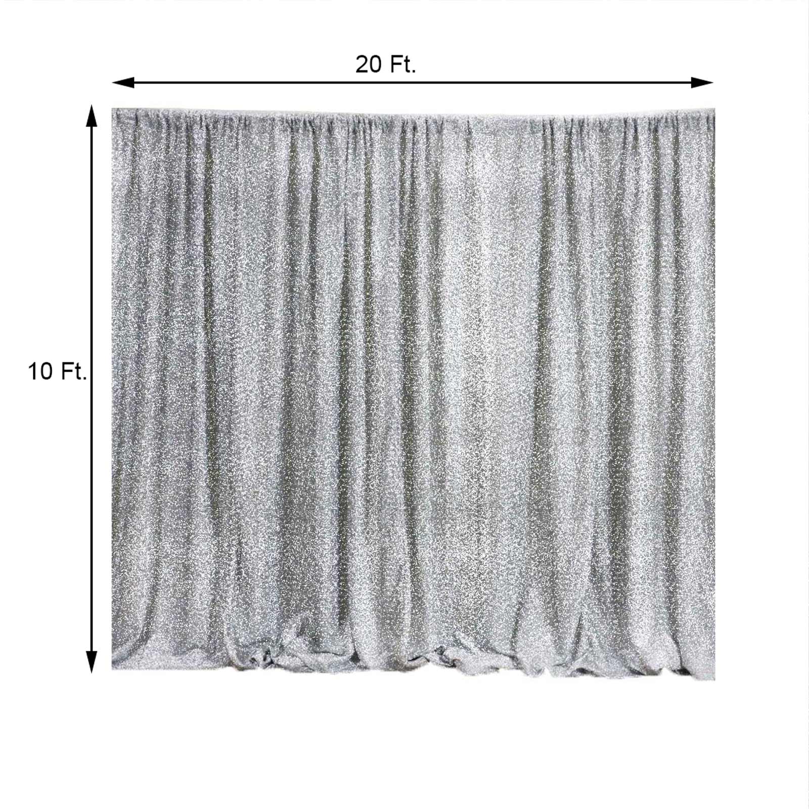 Silver Metallic Shimmer Tinsel Backdrop Drape Curtain, Event Background Divider Panel - 20ftx10ft - Image 3