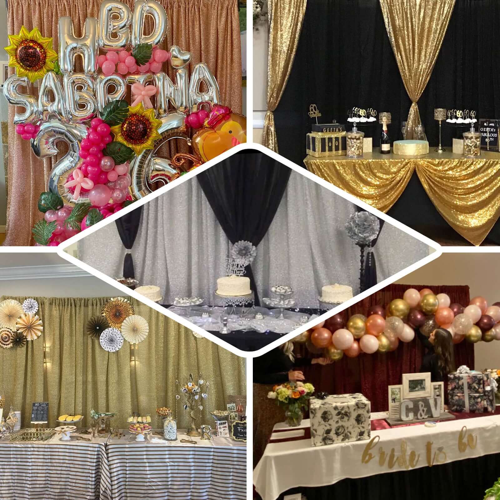 Silver Metallic Shimmer Tinsel Backdrop Drape Curtain, Event Background Divider Panel - 20ftx10ft - Image 5