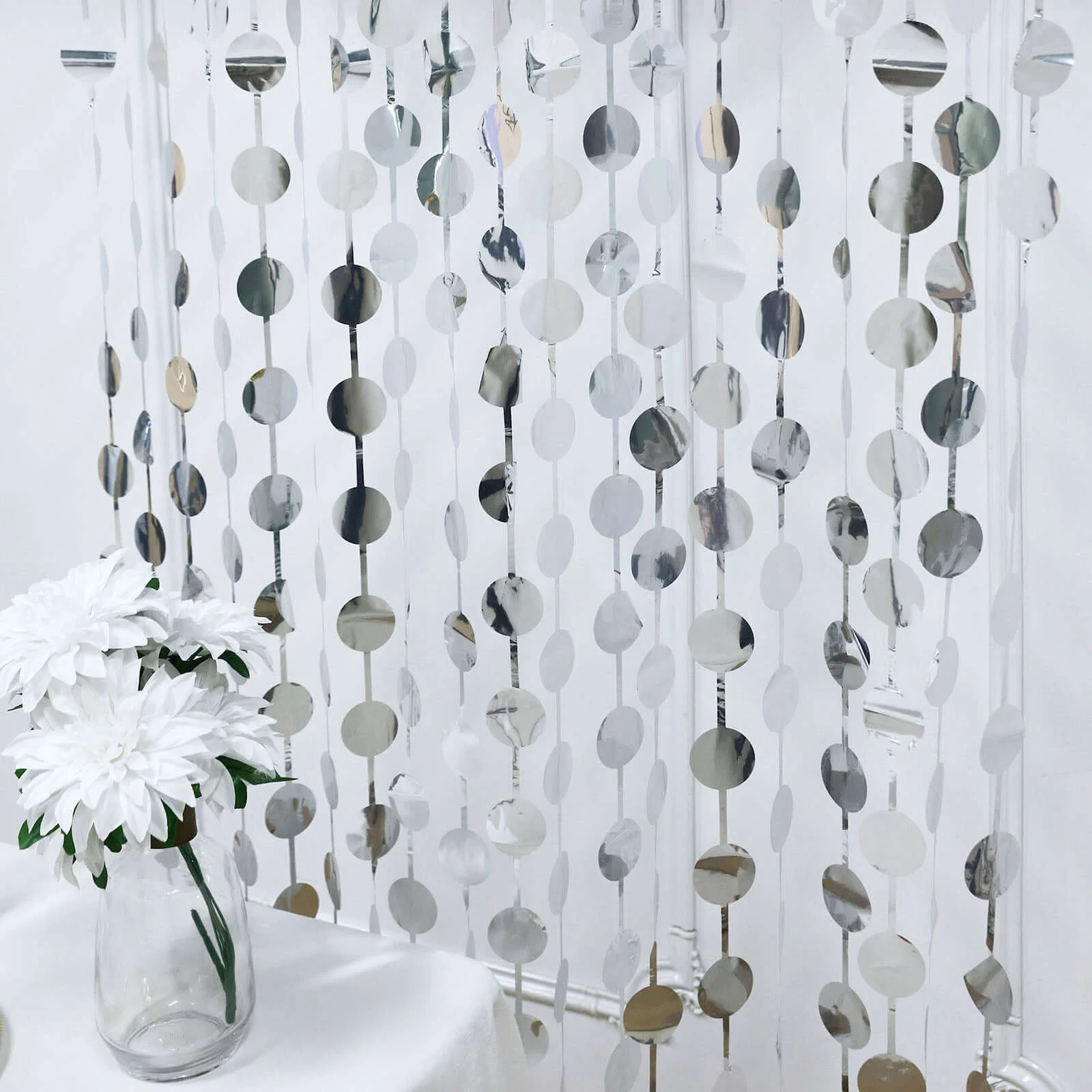 Silver Round Chain Foil Fringe Curtain Party Backdrop, Metallic Silver Tinsel Streamer Party Decor - Door Window Foil Curtain 3ftx6.5ft - Image 8